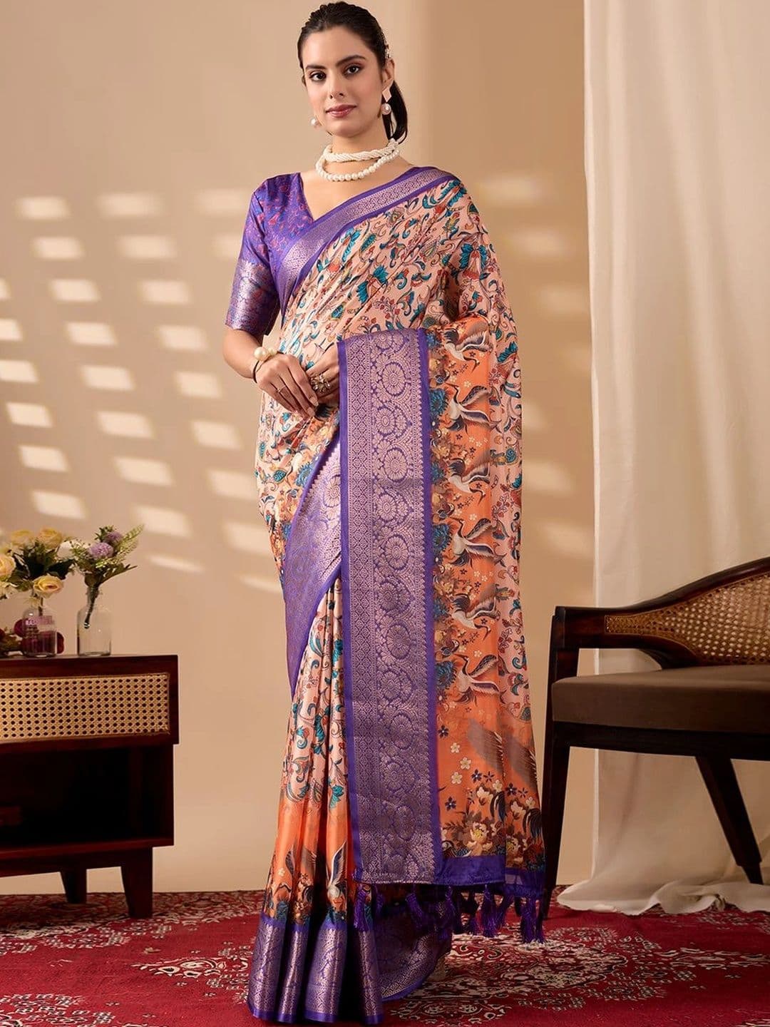 Moda Rapido Ethnic Motifs Zari Silk Blend Designer Saree - view 1