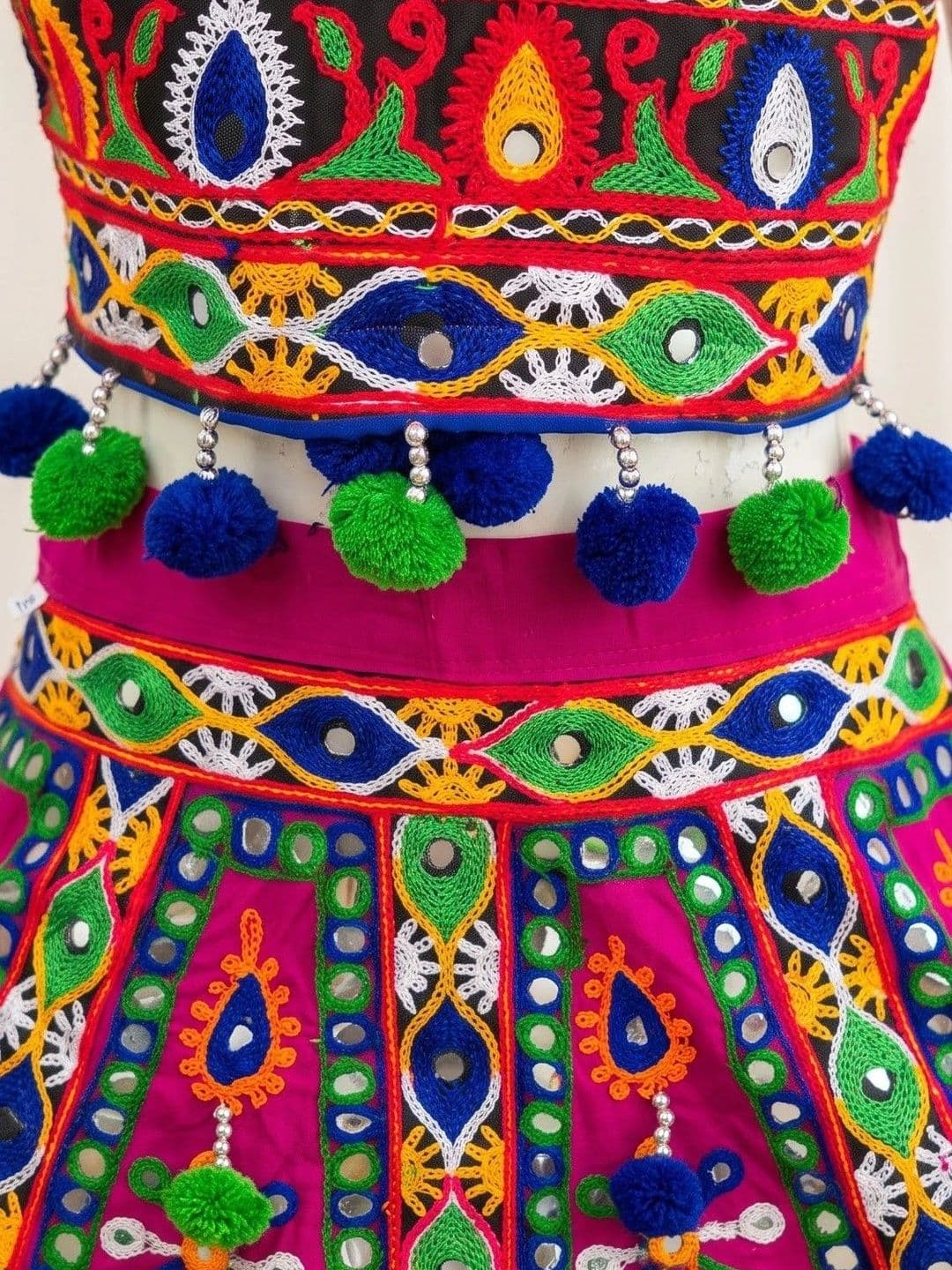 ahhaaaa Girls Embroidered Mirror Work Ready to Wear Lehenga & Blouse With Dupatta thumbnail 3