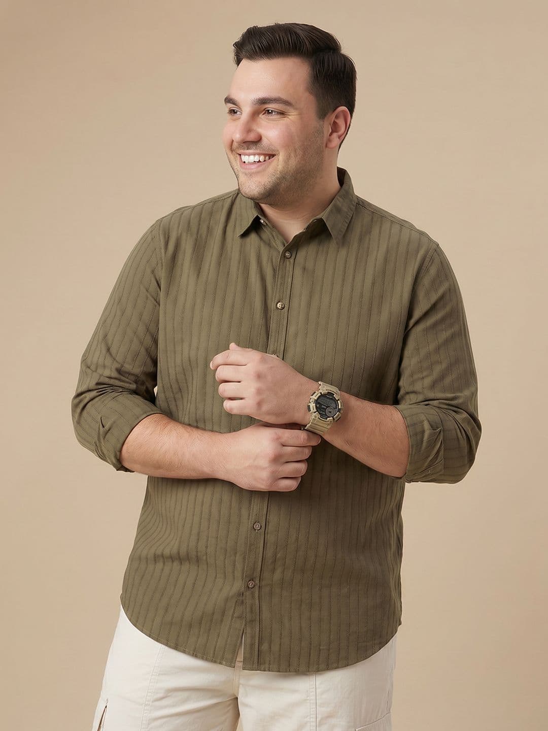 Sztori Plus Size Textured Pure Cotton Casual Shirt - view 1