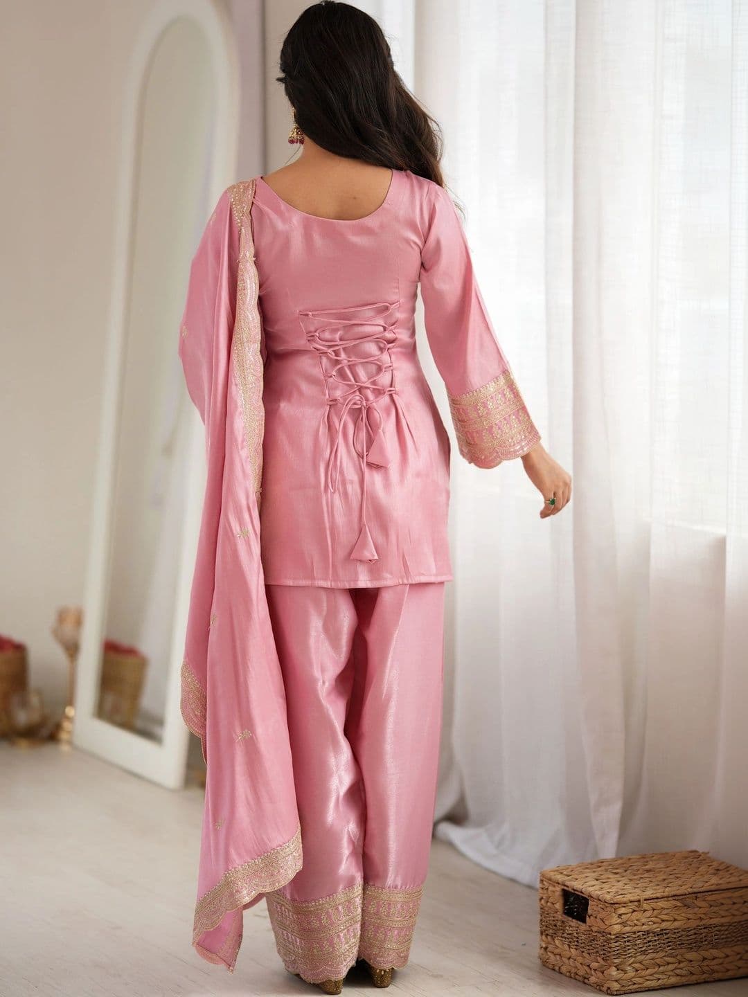 Kurtibella Women Ethnic Motifs Embroidered Regular Gotta Patti Kurta with Patiala -Dupatta thumbnail 4