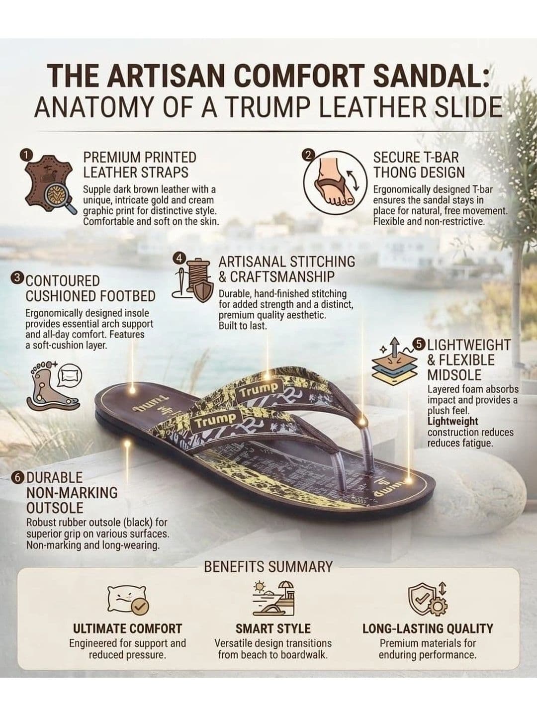 Trump Men Black Flip Flops thumbnail 4