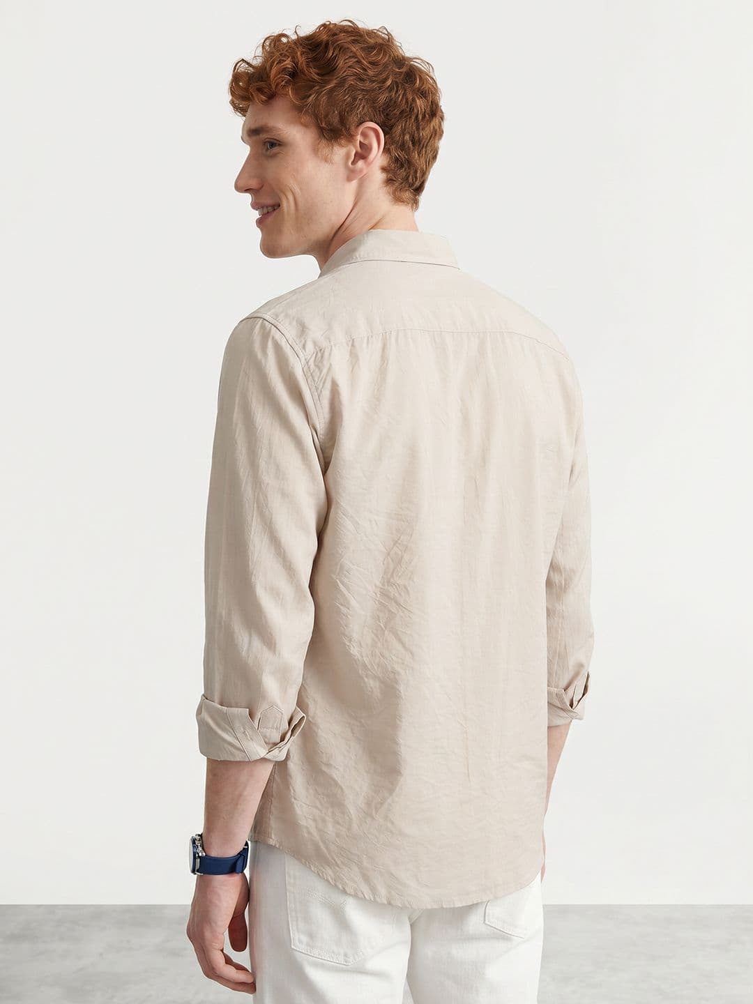 Mast & Harbour Easy Drape Textured Cream Shirt thumbnail 4