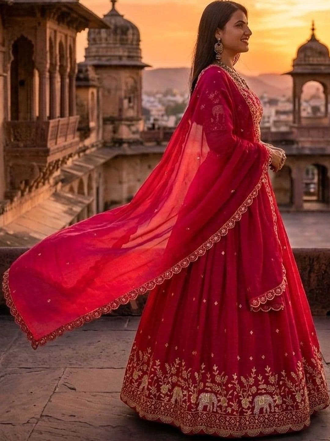 all about you Embroidered Semi-Stitched Lehenga & Blouse With Dupatta thumbnail 3