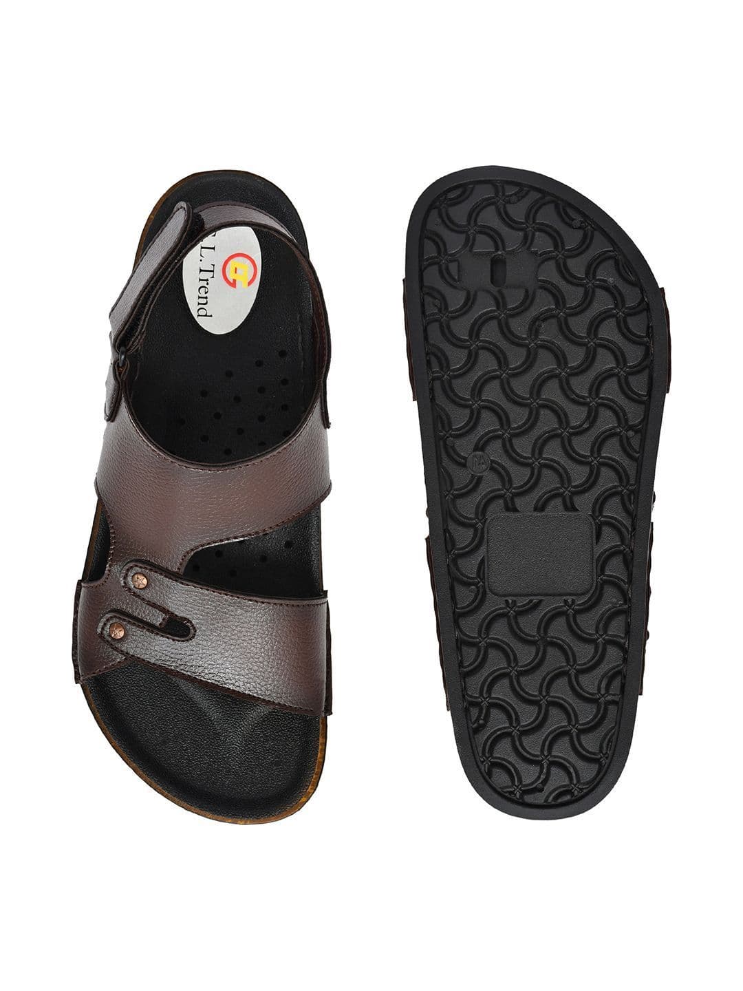 G L Trend Men Casual Waterproof Leather Brown Velcro Sandals thumbnail 5