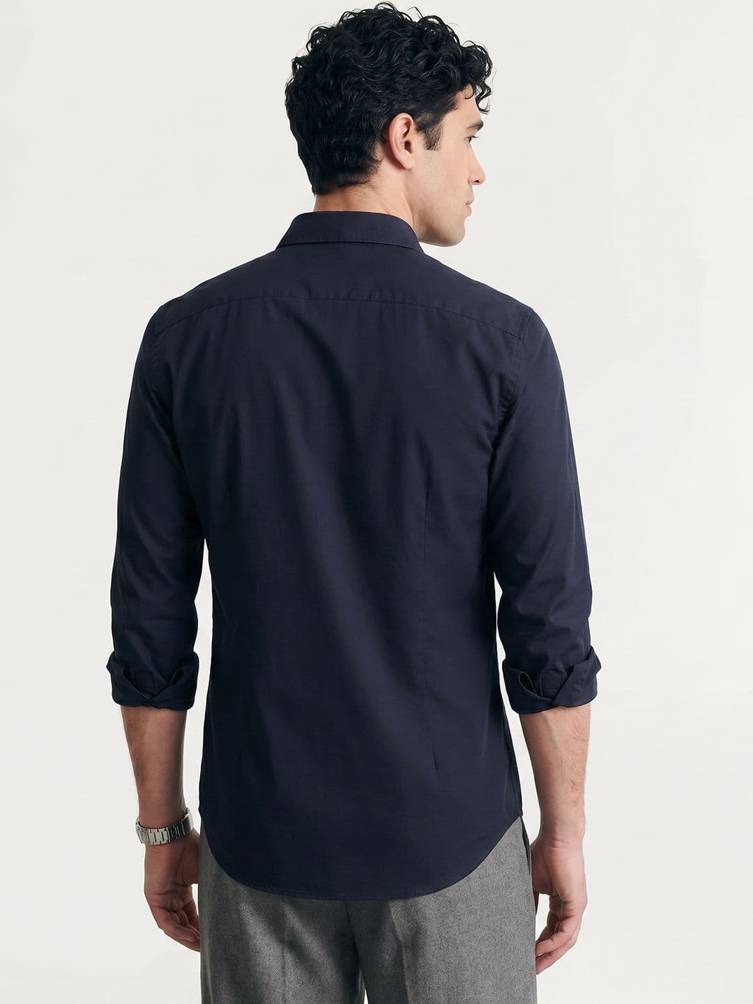 Mast & Harbour Easy Drape Navy Blue Shirt thumbnail 2