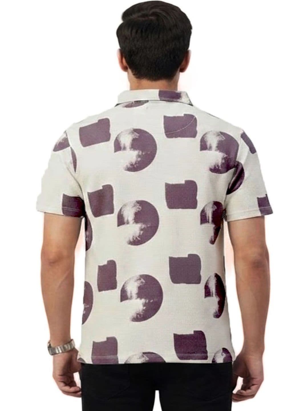 MPRAVEEN Men Printed Polo Collar T-shirt thumbnail 3