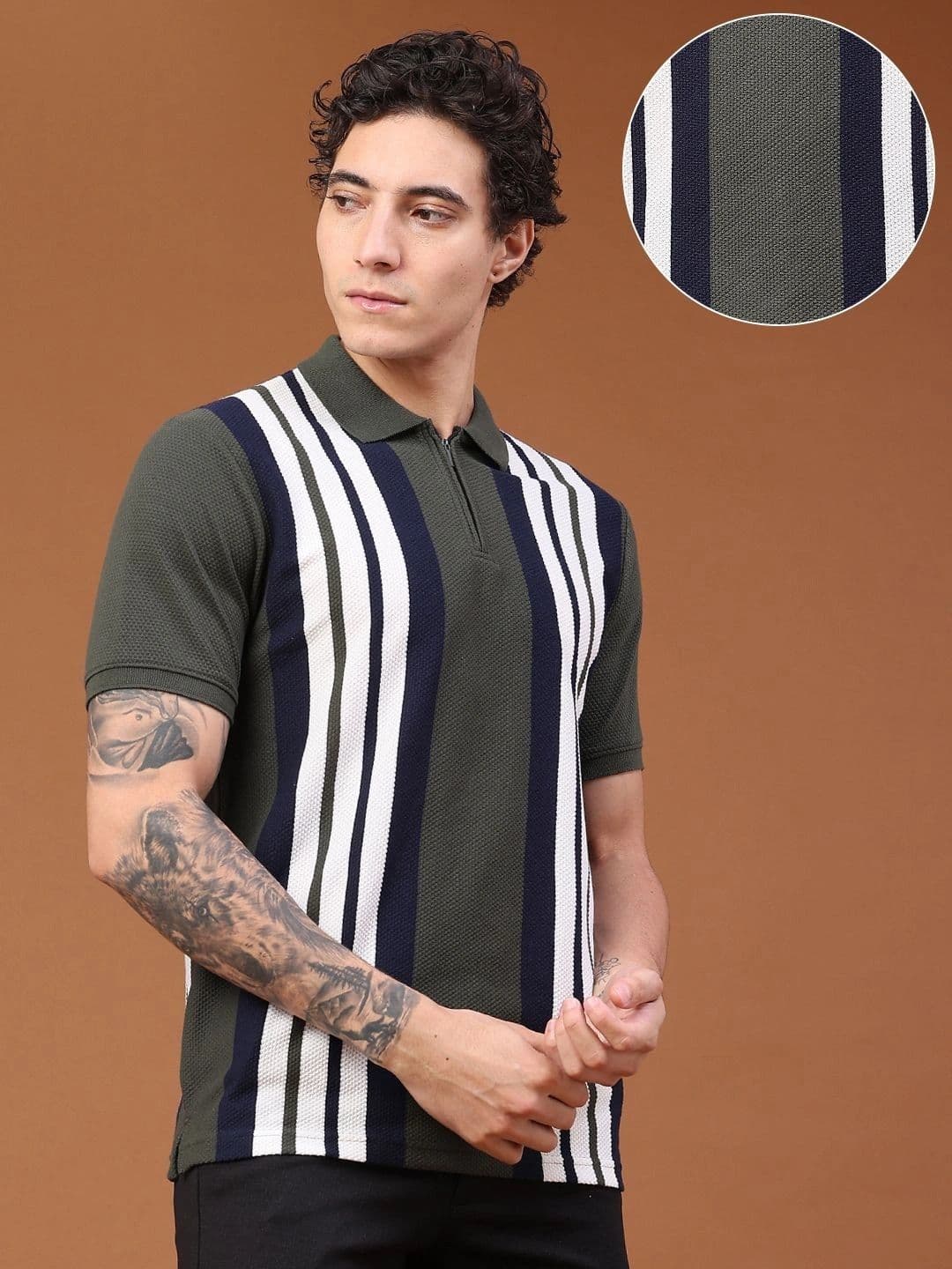 LIMEROAD Men Colourblocked Polo Collar T-shirt thumbnail 6