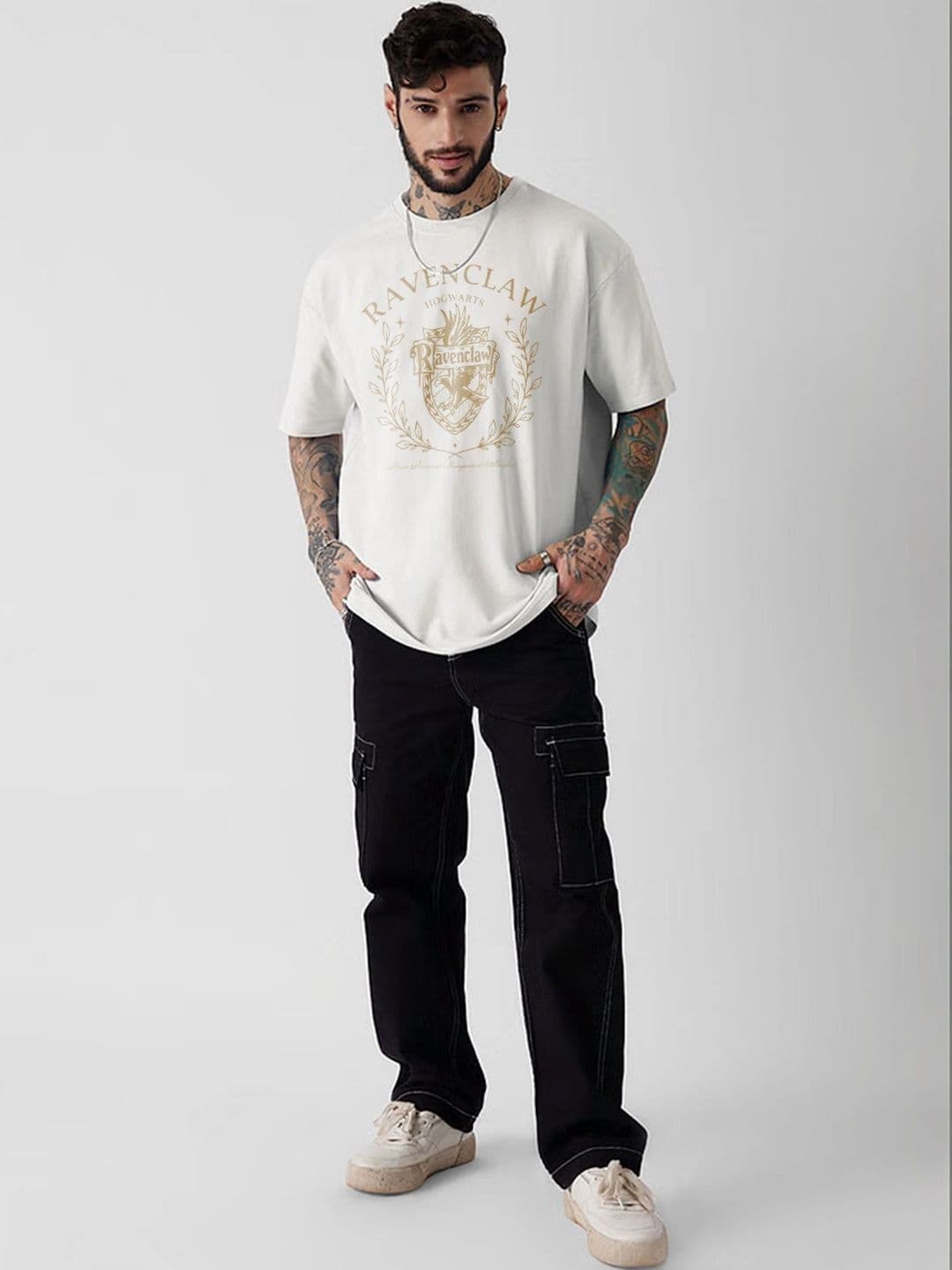 Moda rapido X TOGS & TERRE Men  Drop-Shoulder Sleeves Organic Cotton Blend T-shirt thumbnail 4
