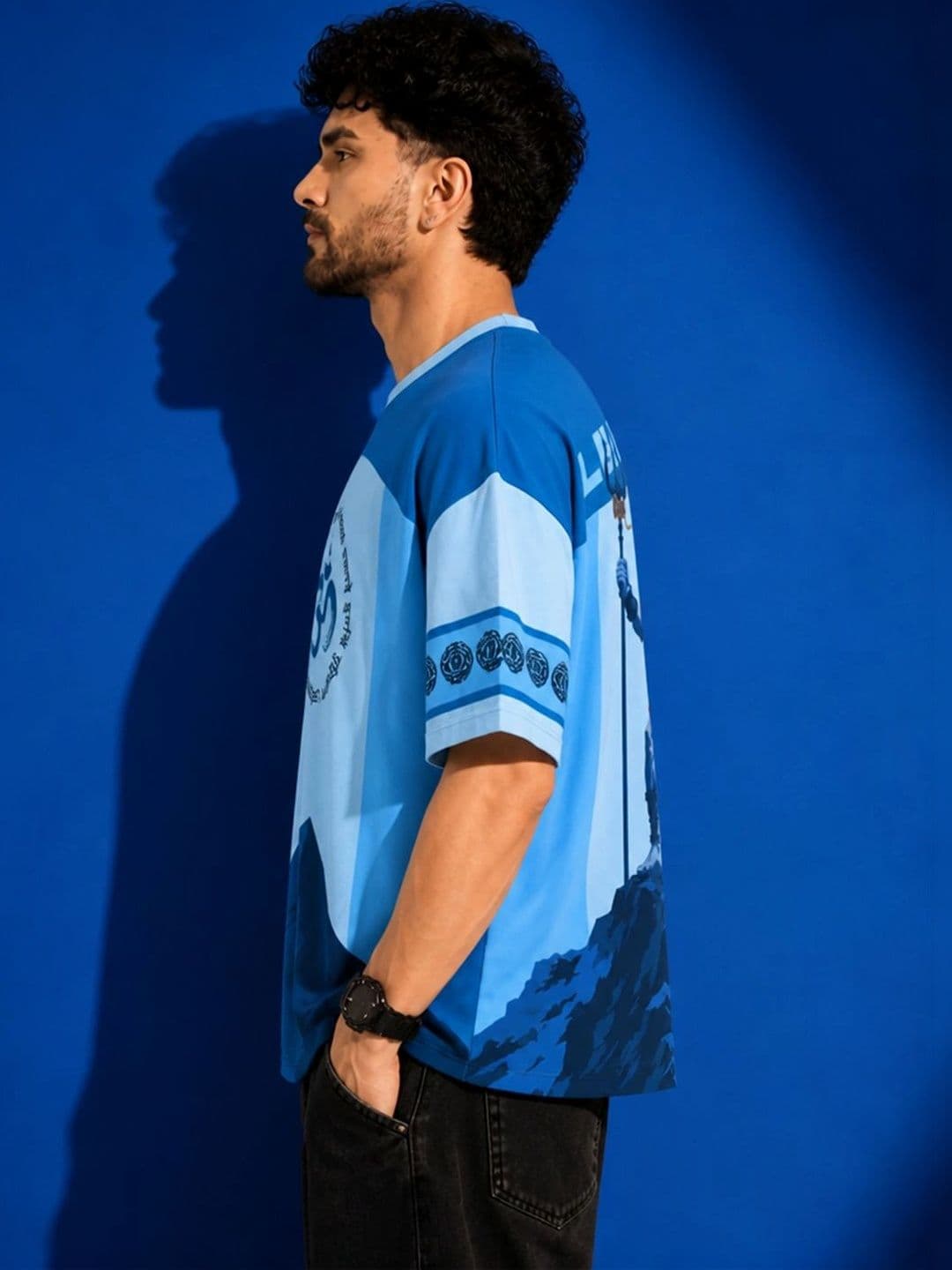 Leotude Men Printed Drop-Shoulder Sleeves T-shirt thumbnail 3
