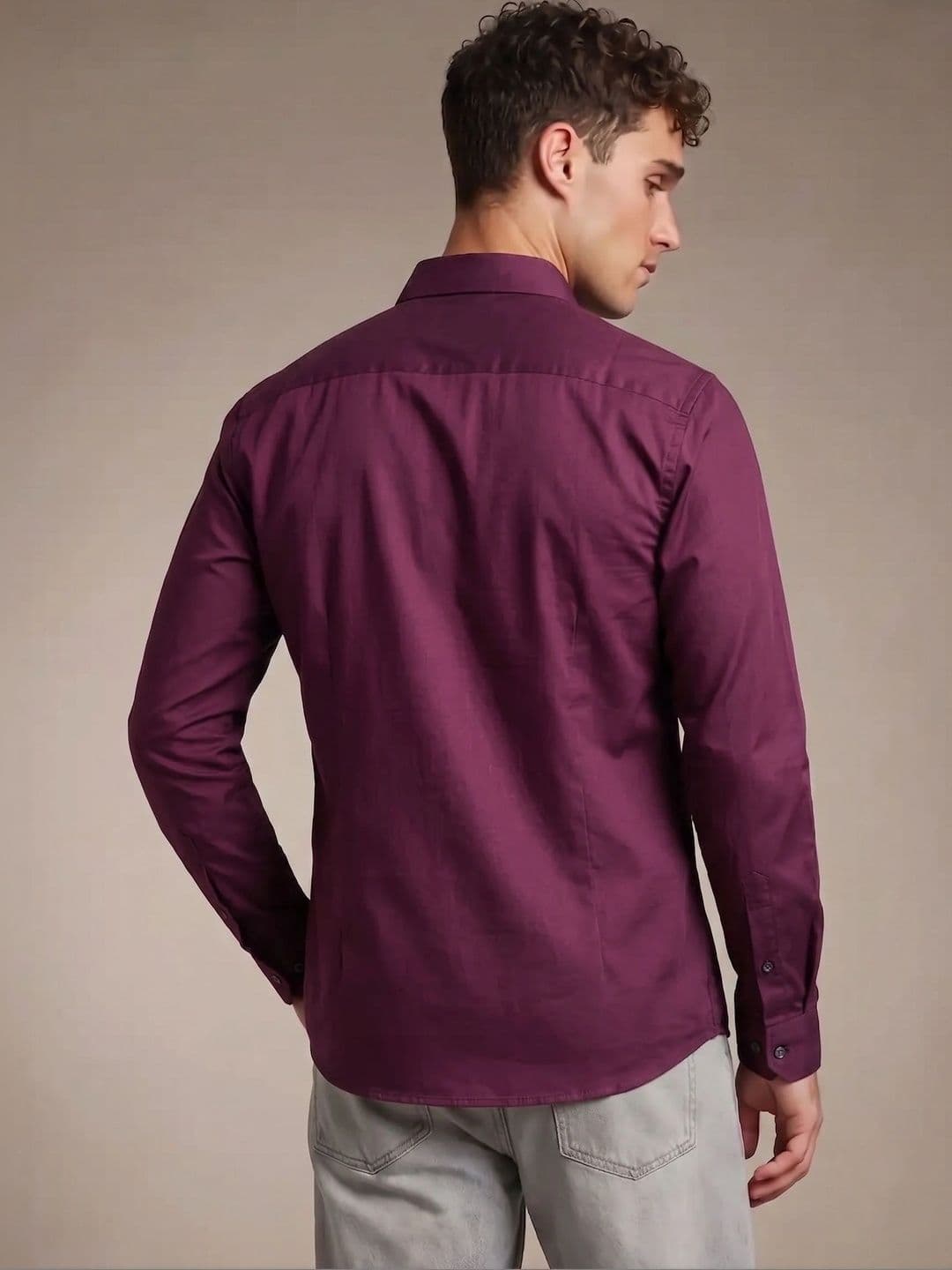 glitchez Purple Regular Fit Casual Shirt with Curved Hem thumbnail 2