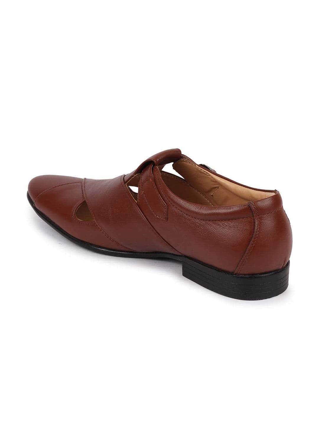 FAUSTO Men Tan Leather Shoe-Style Sandals thumbnail 6