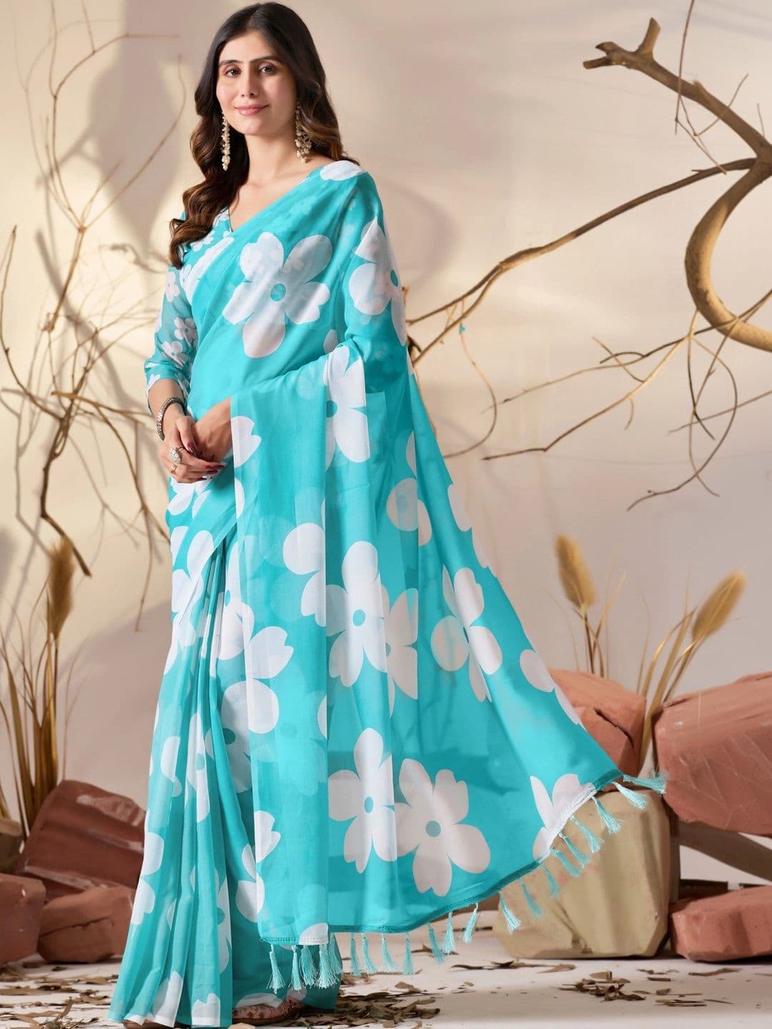 Moda Rapido Floral Poly Georgette Designer Saree thumbnail 6