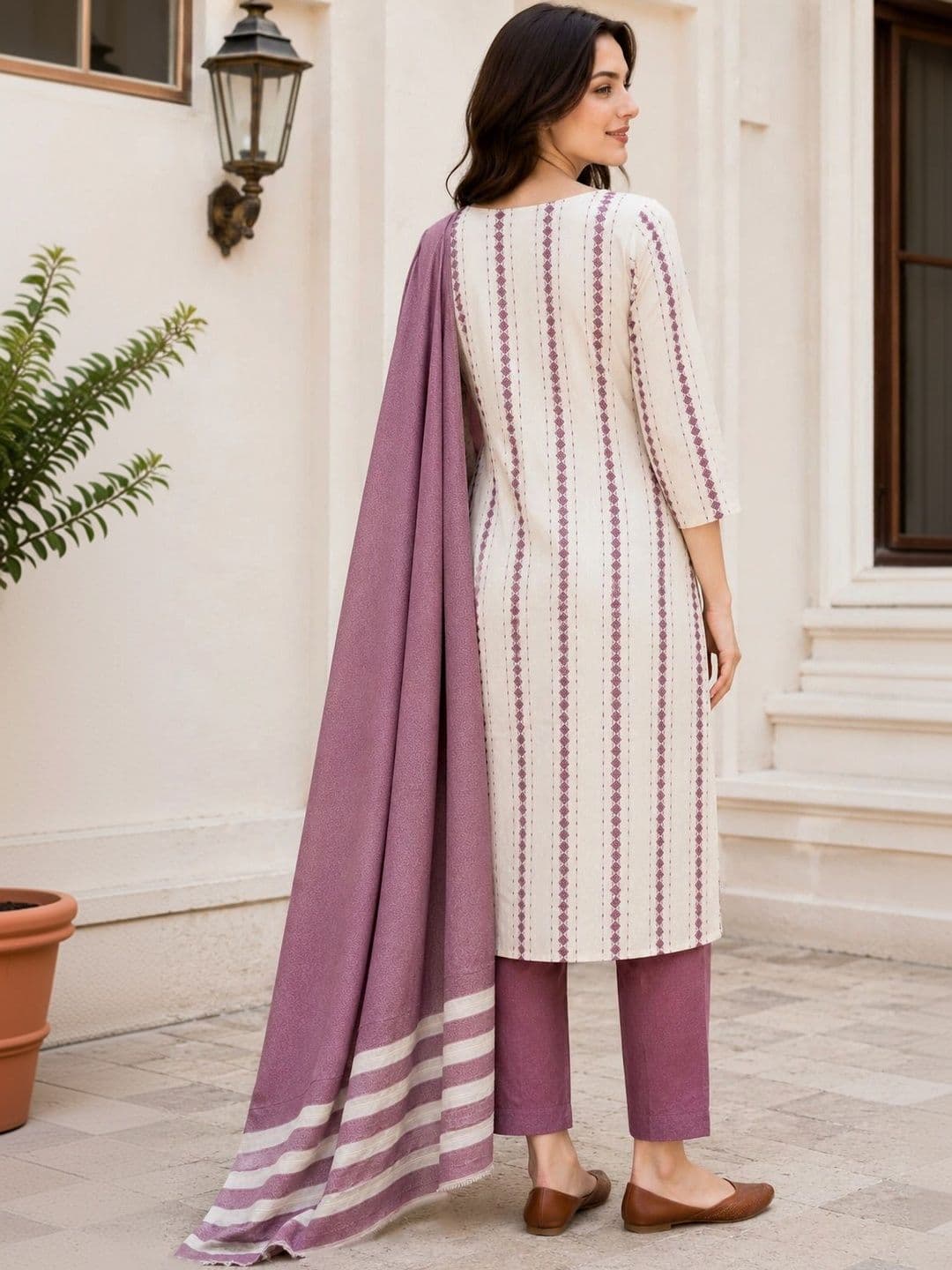 HIVA TRENDZ Women Ethnic Motifs Printed Regular Pure Cotton Kurta with Trousers & With Dupatta thumbnail 2