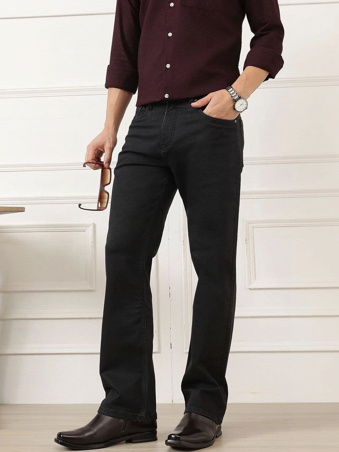 Thomas Scott Men Smart Bootcut Mid-Rise Stretchable Jeans thumbnail 3