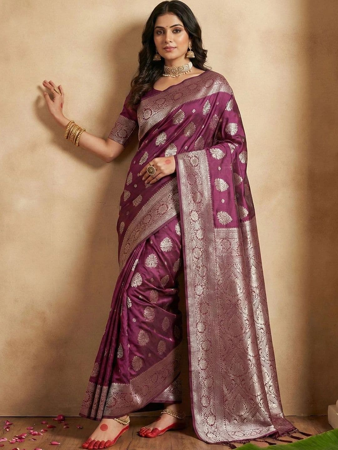 Mitera Woven Design Zari Silk Blend Banarasi Saree - view 1