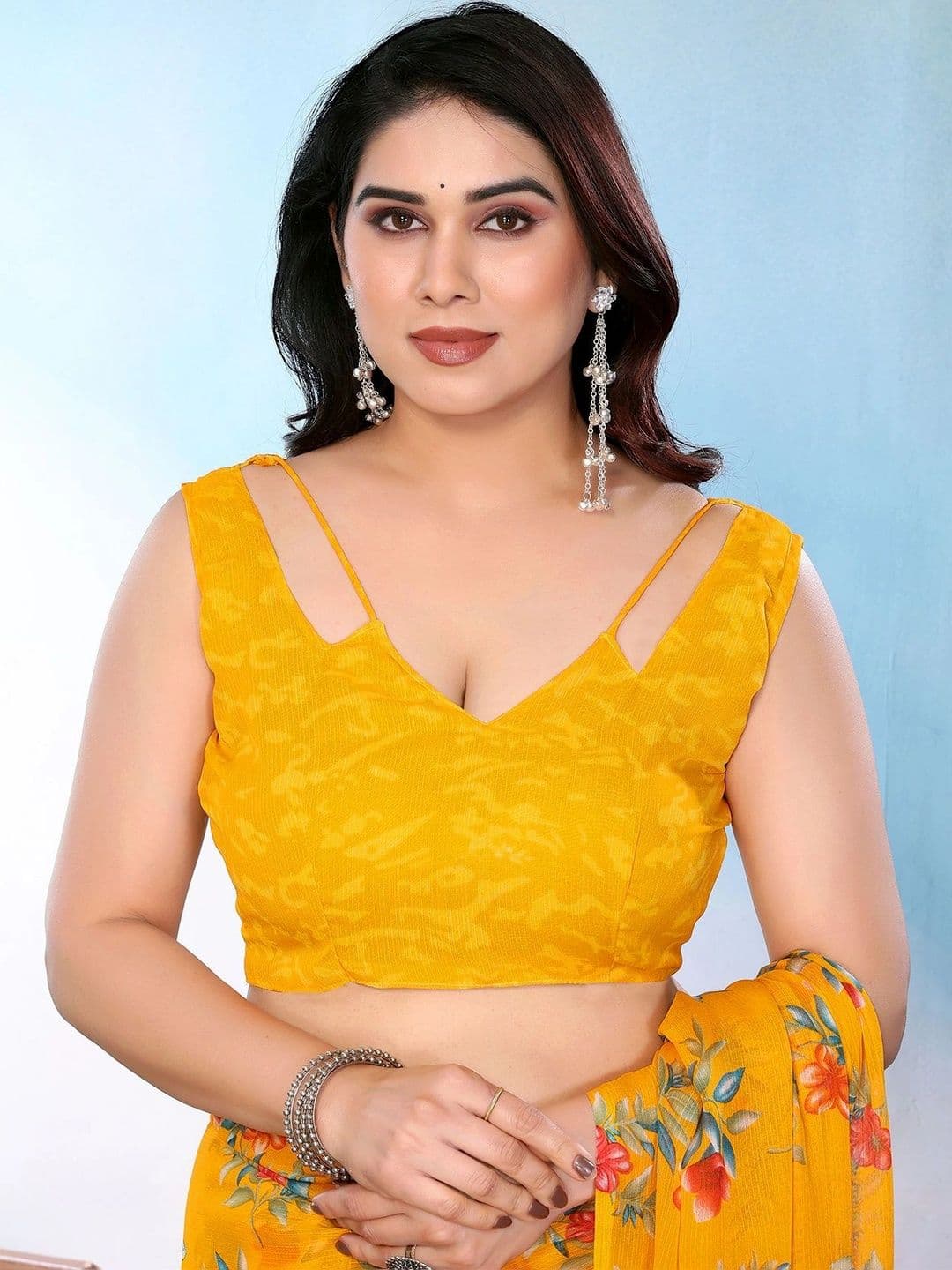 NIRVAAN Floral Pure Georgette Saree thumbnail 2
