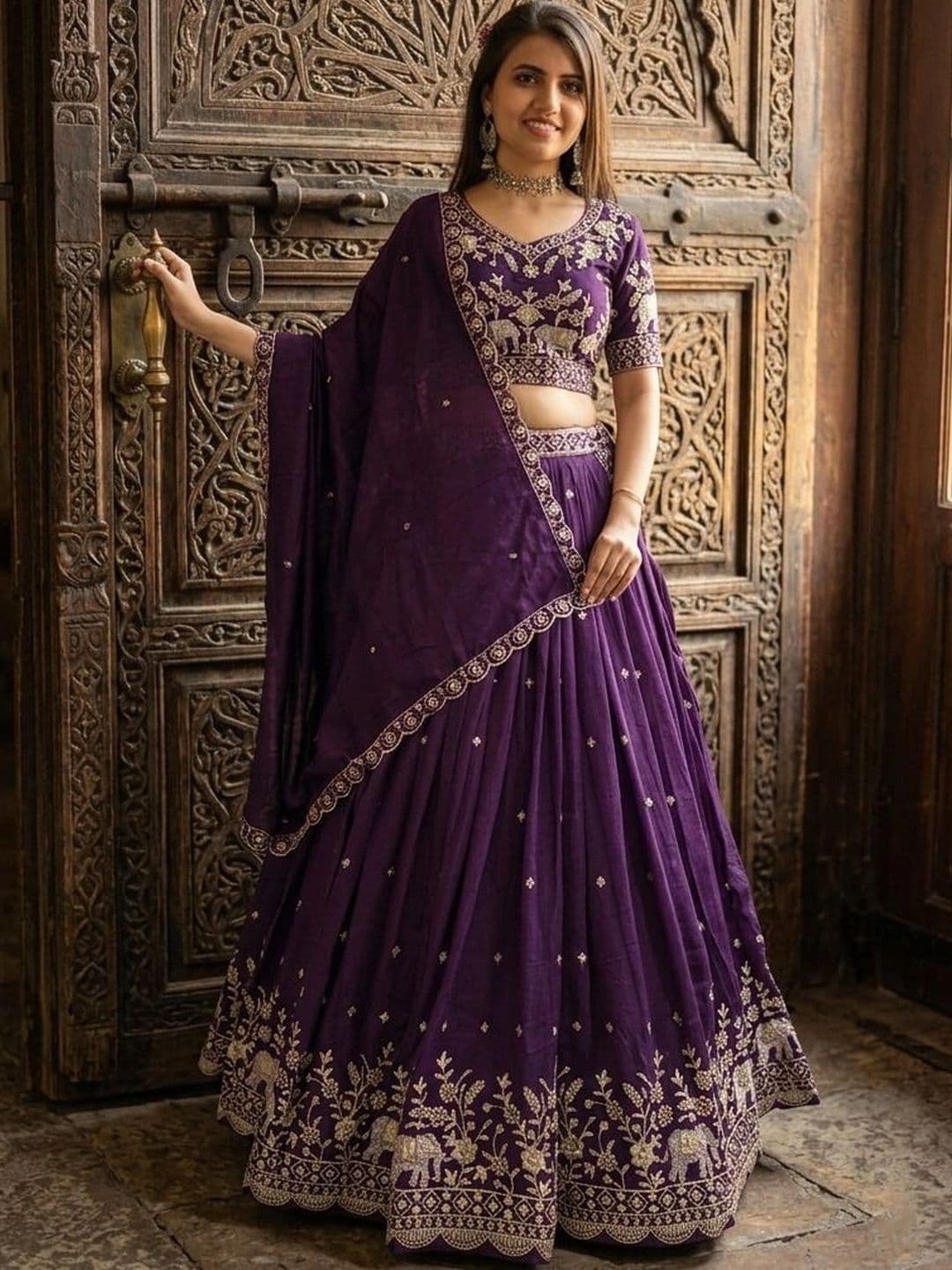 all about you Embroidered Thread Work Semi-Stitched Lehenga & Blouse With Dupatta thumbnail 2
