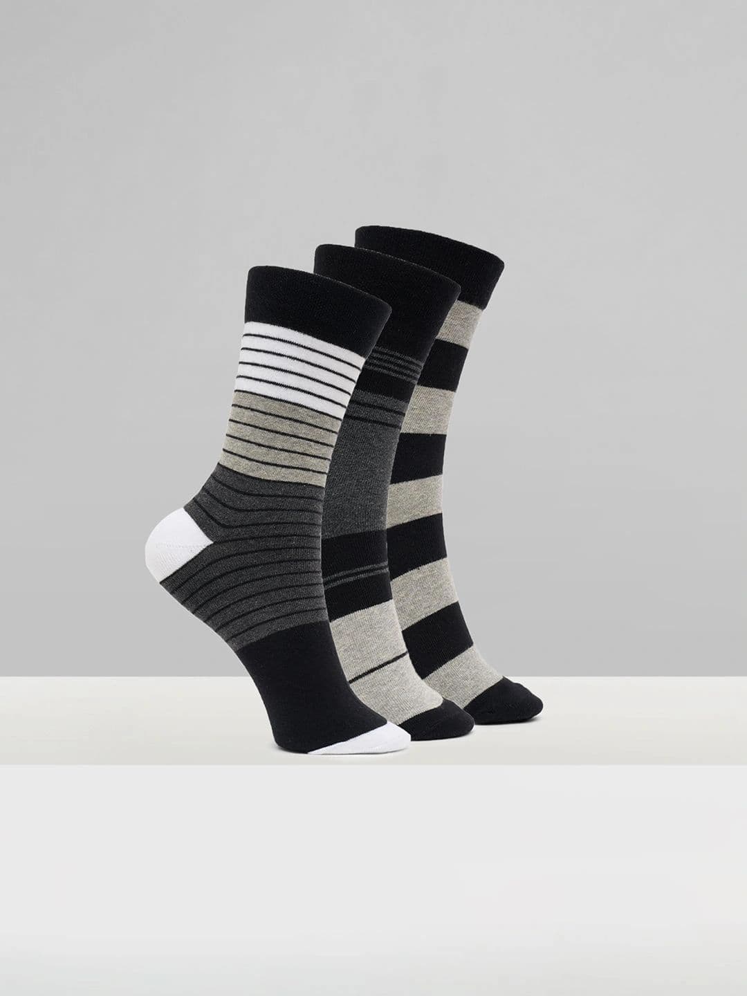 Urban Ranger by pantaloons Men Pack of 3 Cotton Blend Assorted Striped Above Ankle Socks - view 1