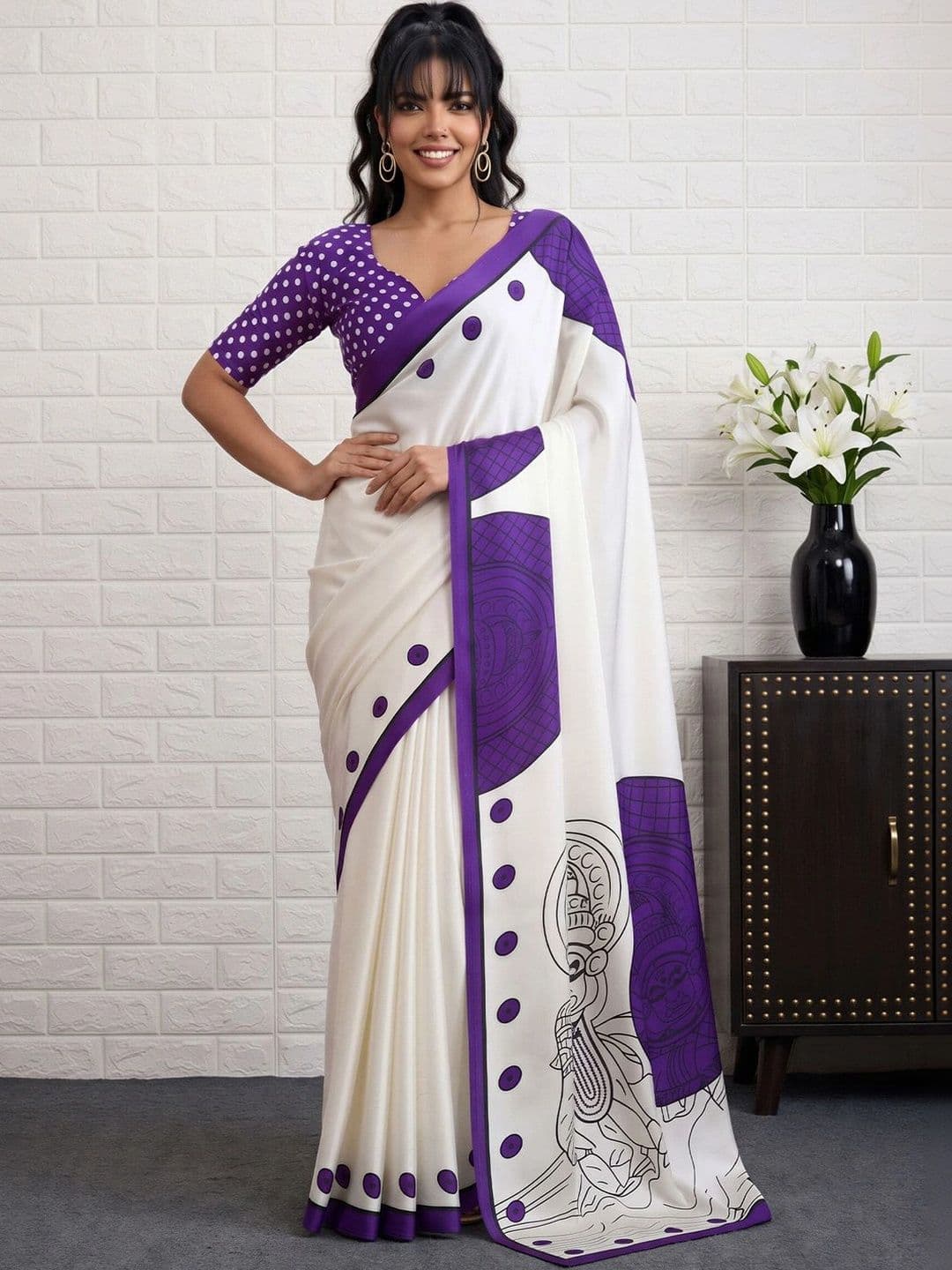 Anouk Ethnic Motifs Satin Designer Banarasi Saree thumbnail 2