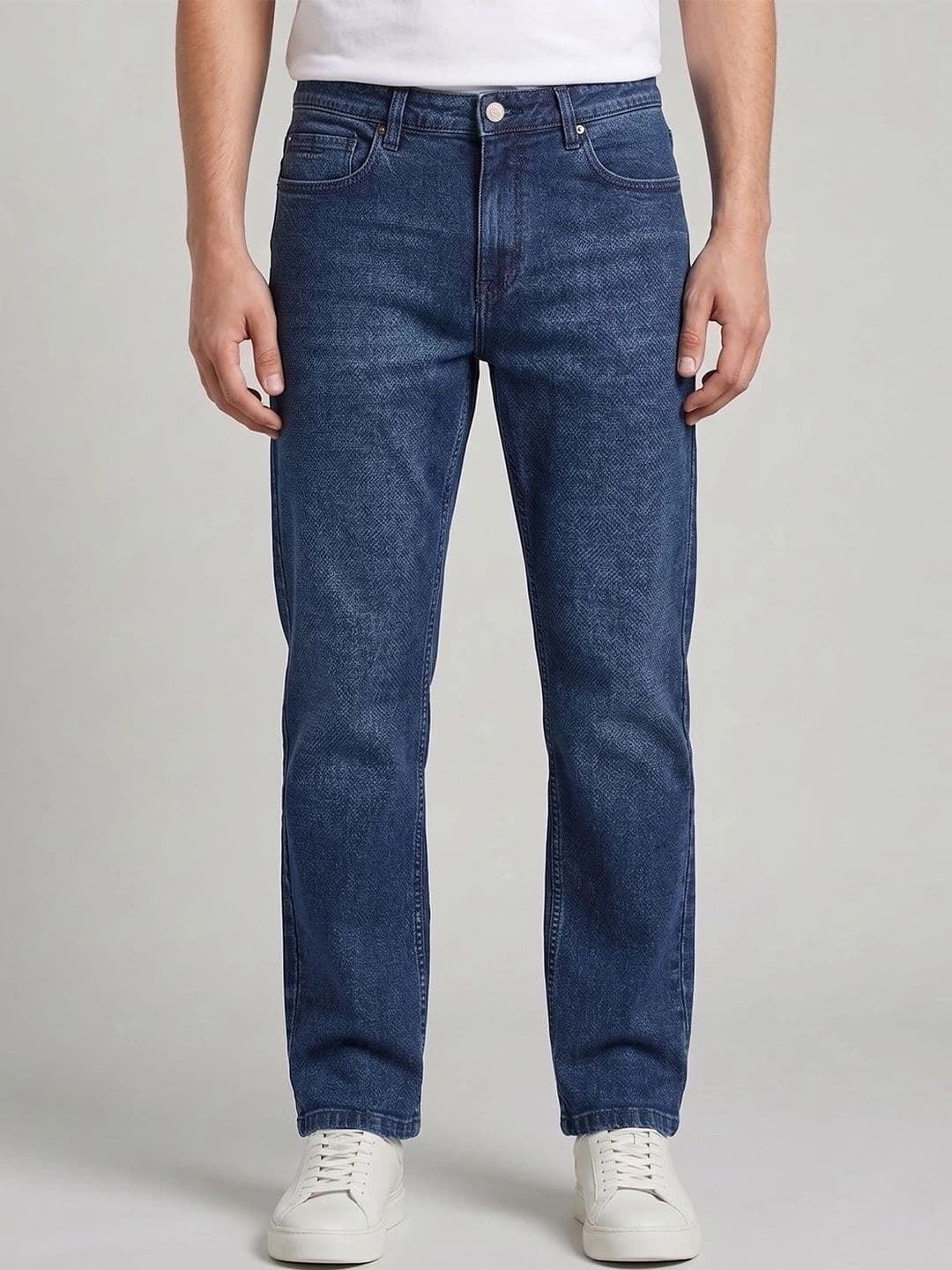 THUNDER JEANS Men Straight Fit Mid-Rise Low Distress Stretchable Jeans thumbnail 4
