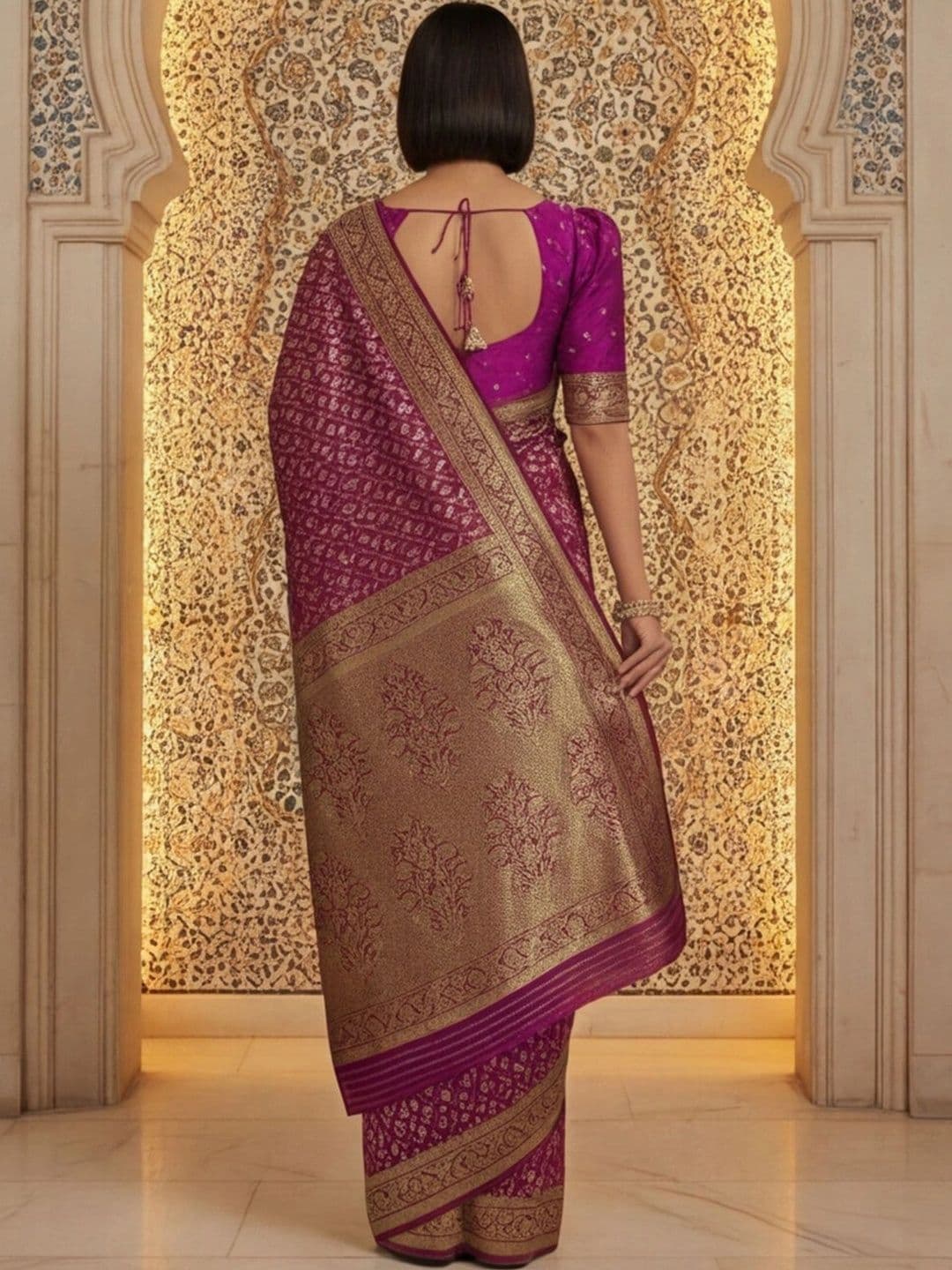 Anouk Rustic Woven Design Zari Silk Blend Designer Banarasi Saree thumbnail 5