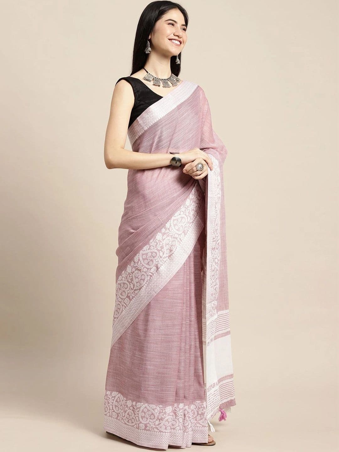 Mitera Woven Design Linen Blend Saree thumbnail 6