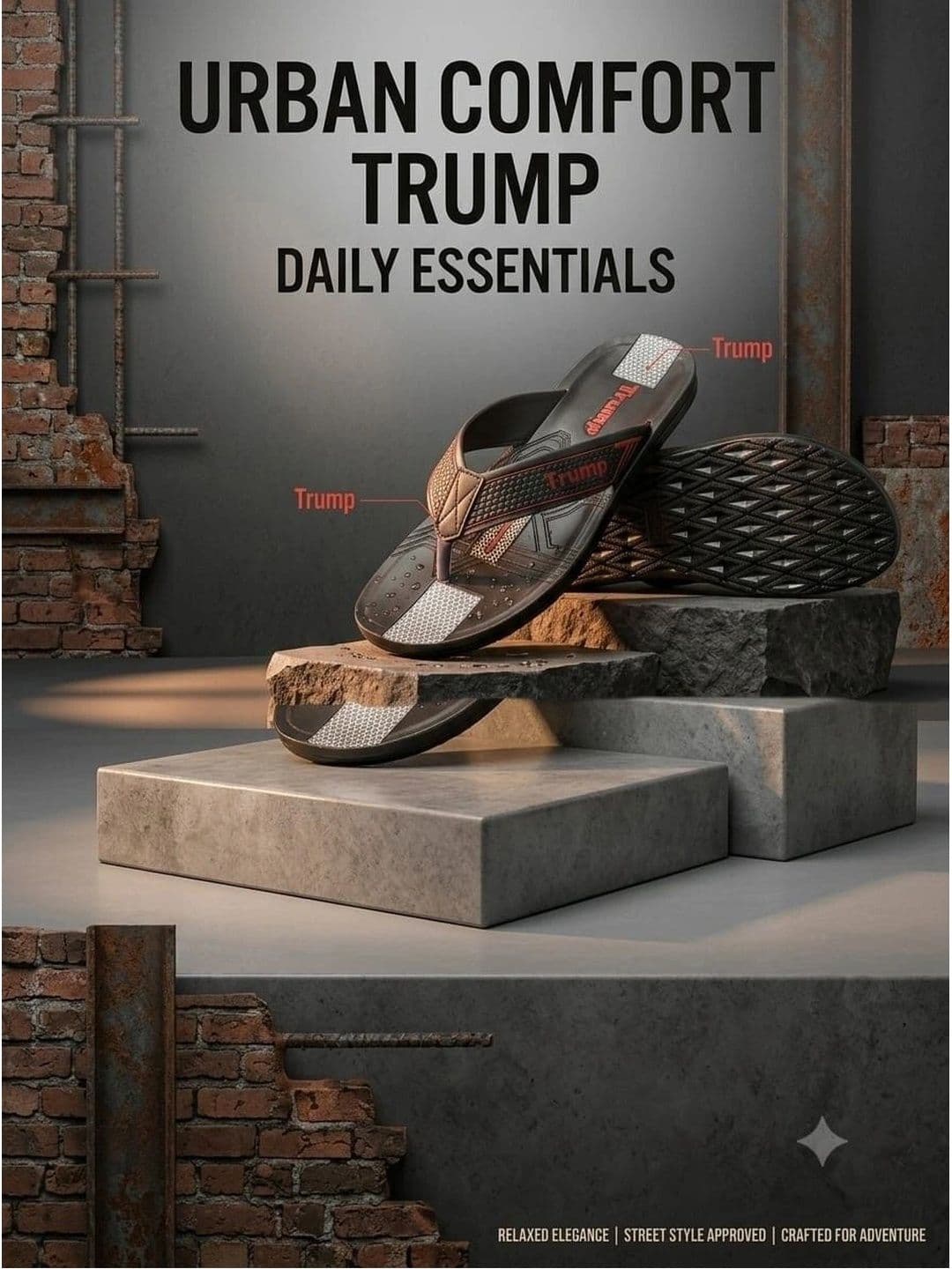 Trump Men Brown Flip Flops thumbnail 6