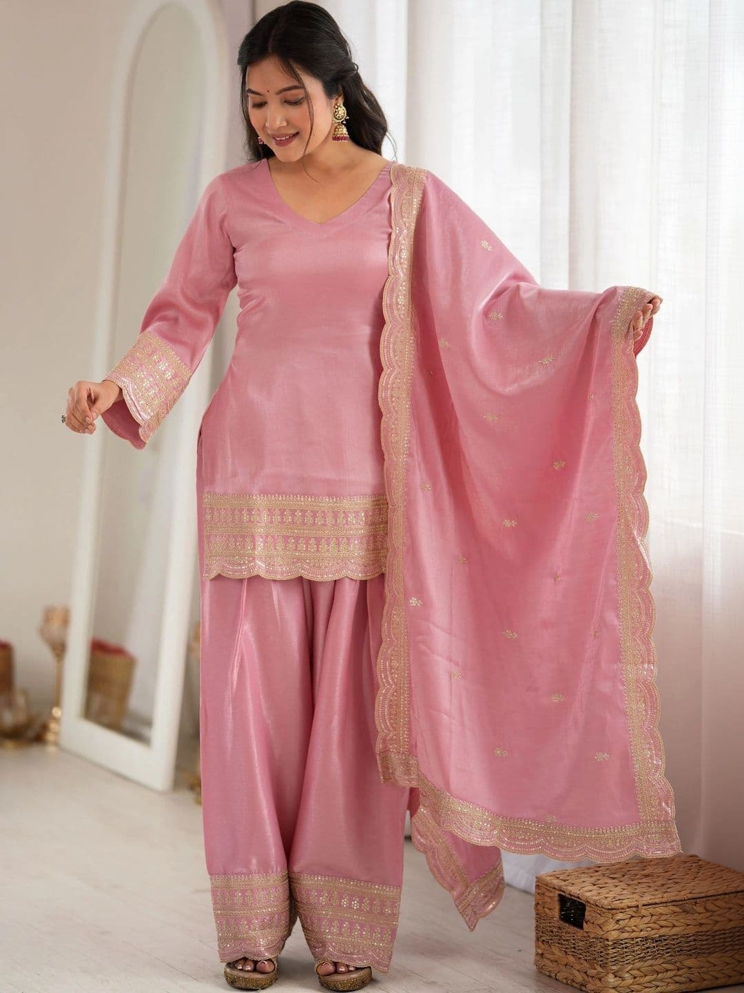 Kurtibella Women Ethnic Motifs Embroidered Regular Gotta Patti Kurta with Patiala -Dupatta thumbnail 6