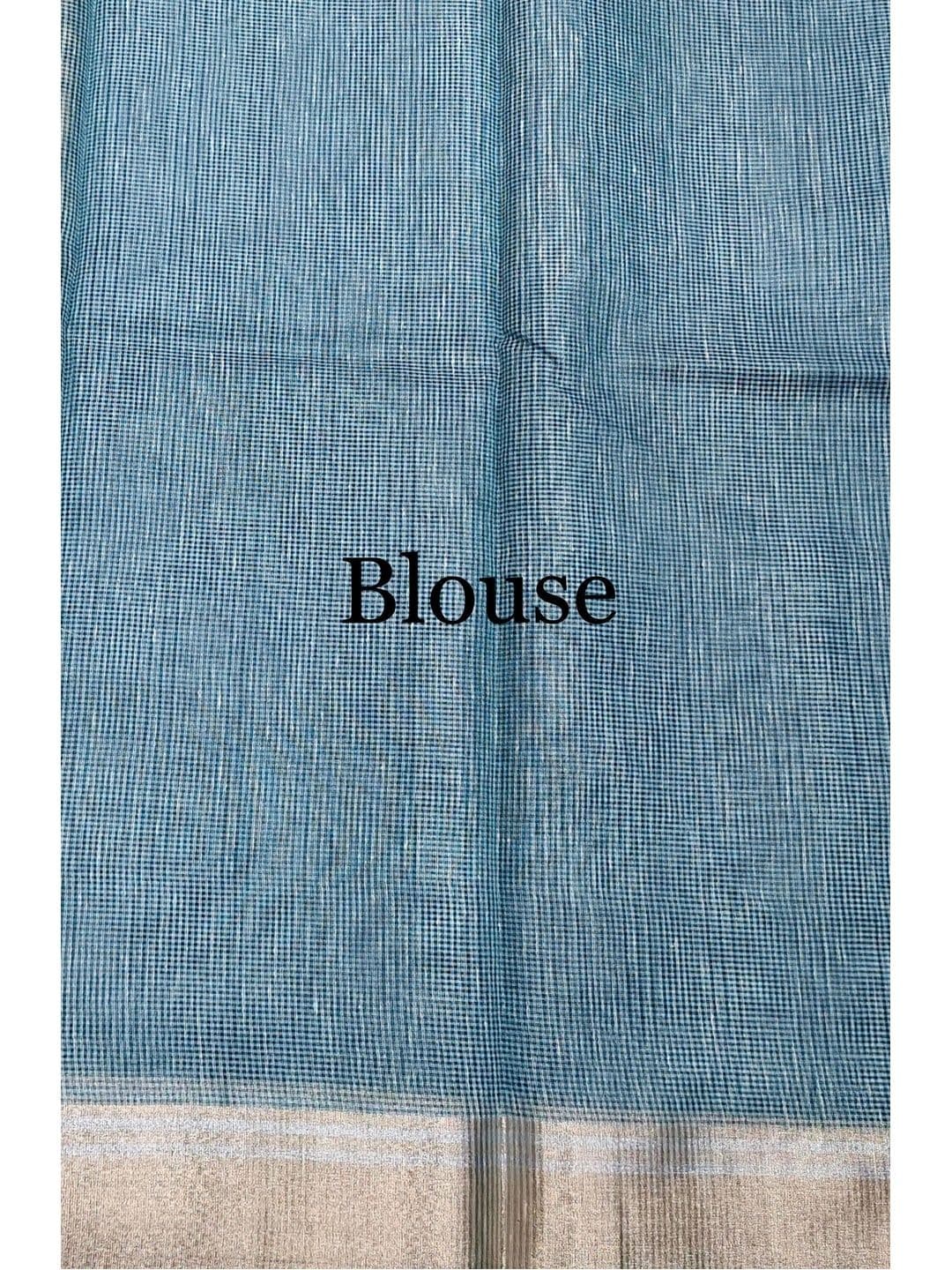 Naveera Zari Linen Blend Banarasi Saree thumbnail 3