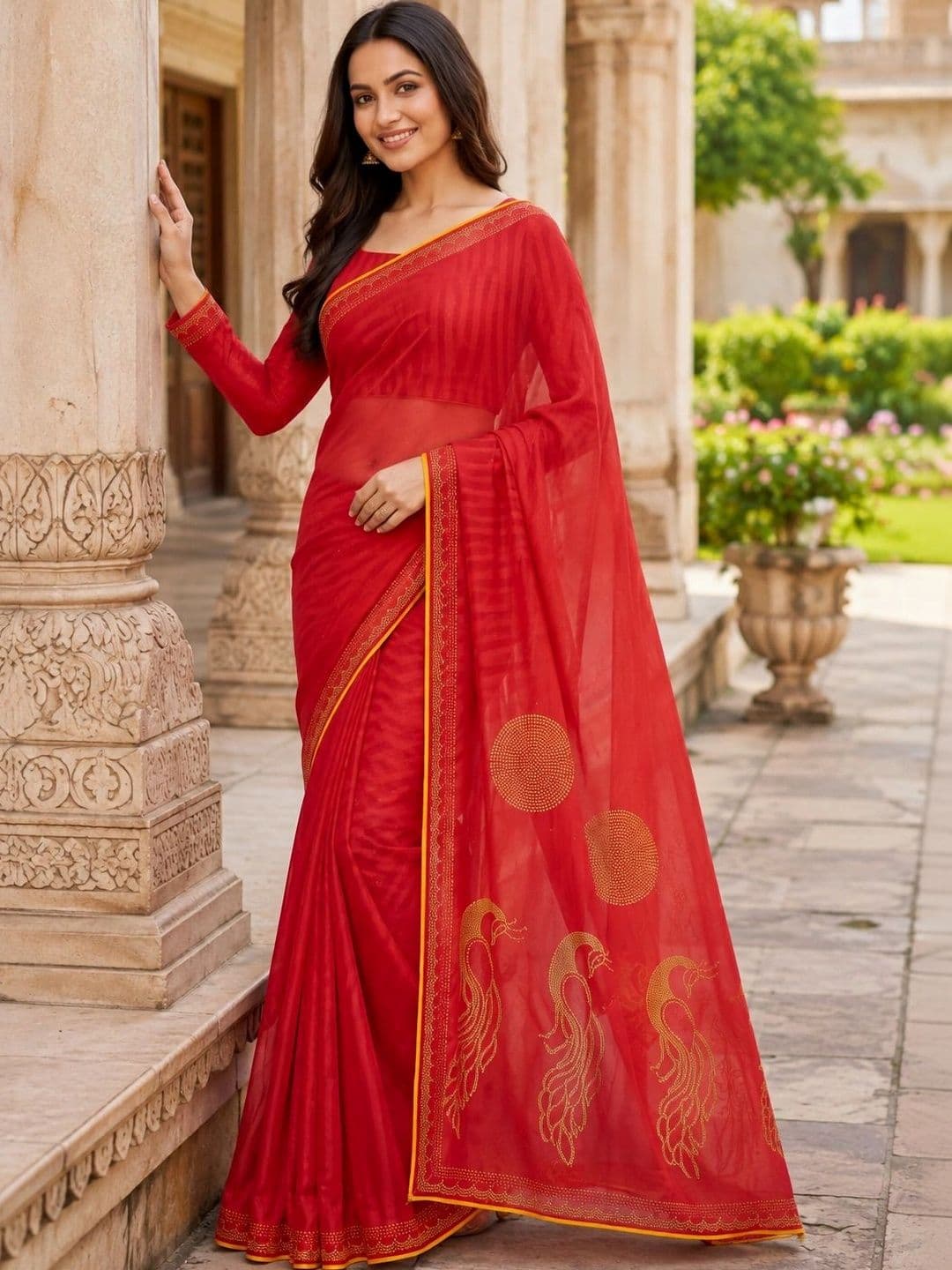 Jaipur Vogue Embellished Poly Georgette Saree thumbnail 5
