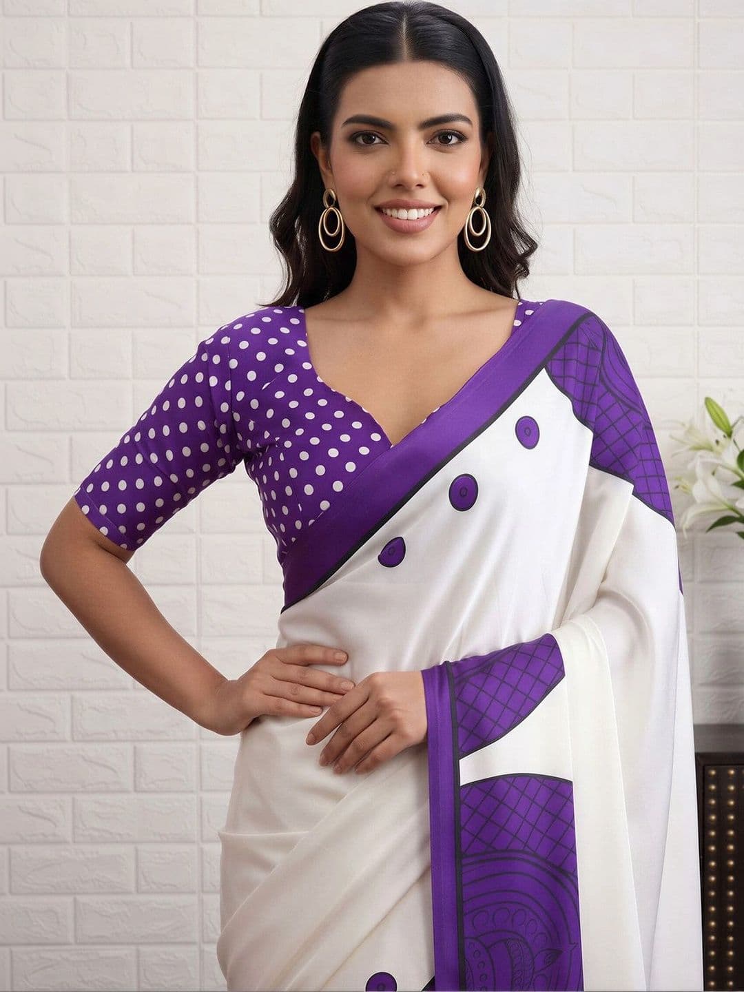 Anouk Ethnic Motifs Satin Designer Banarasi Saree thumbnail 3