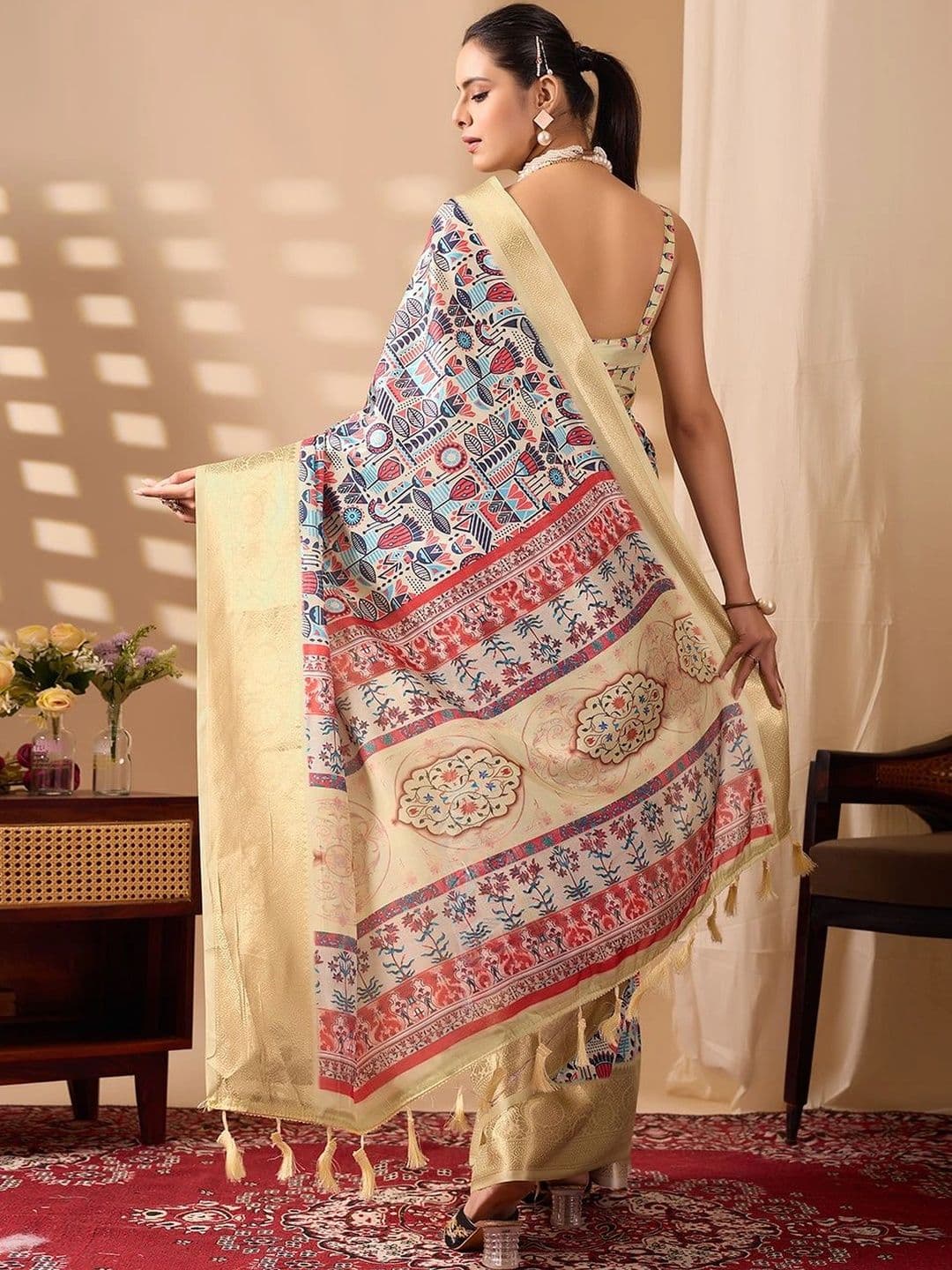 Moda Rapido Zari Silk Blend Designer Saree thumbnail 4