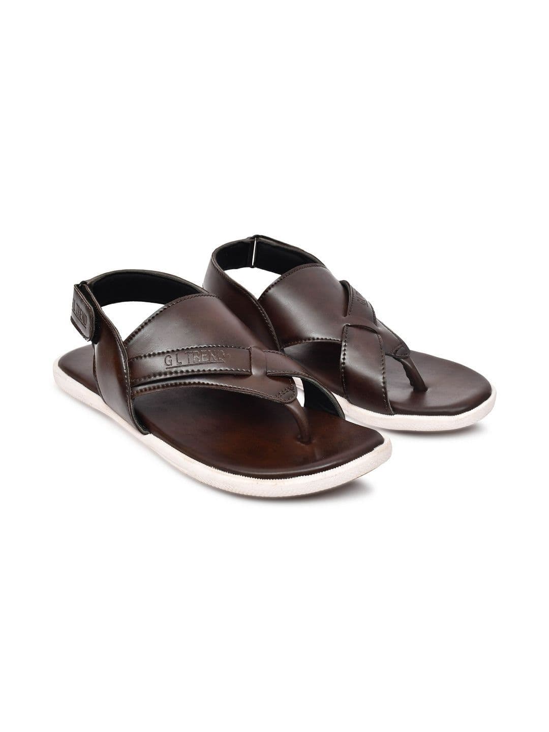 G L Trend Men Leather Comfort Casual Velcro Brown Sandals thumbnail 5