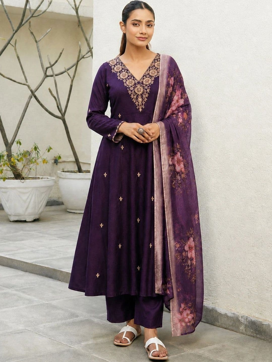 KALINI Women Ethnic Motifs Kurta with Trousers & With Dupatta - view 1