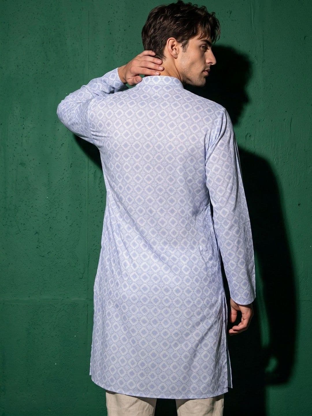 DRIP CHOWK Men Geometric Printed Jacquard Kurta thumbnail 4