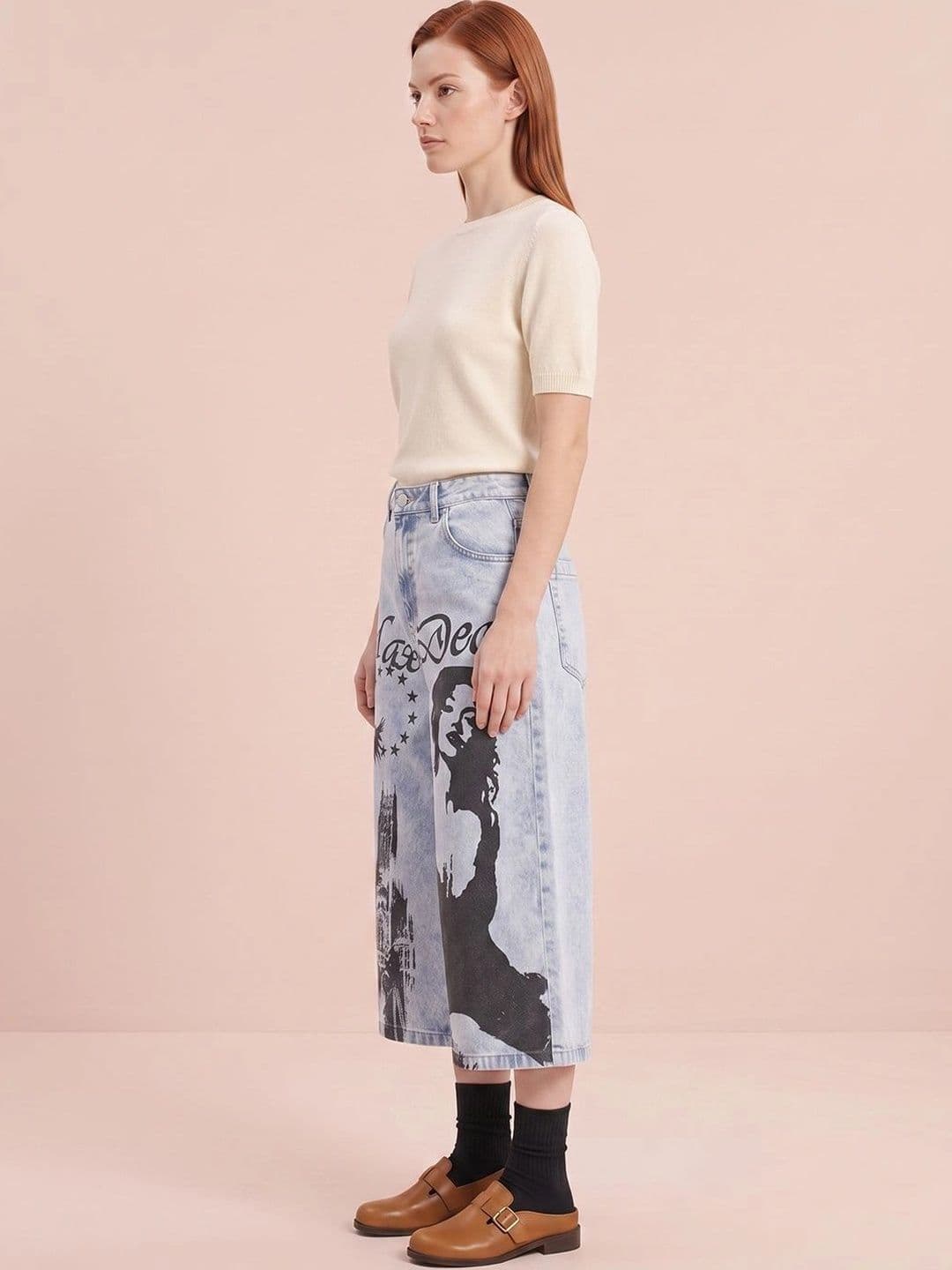 ATELIER REBEL Women Relaxed Fit Mid-Rise Heavy Fade Printed Jeans thumbnail 5