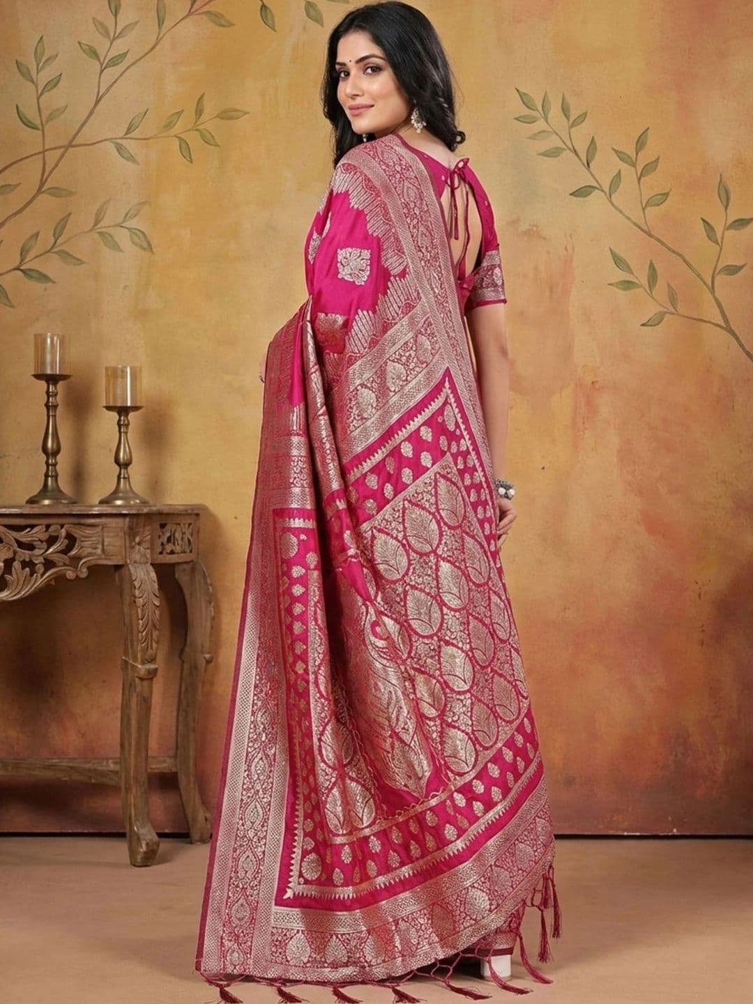 Mitera Woven Design Zari Silk Blend Banarasi Saree thumbnail 2