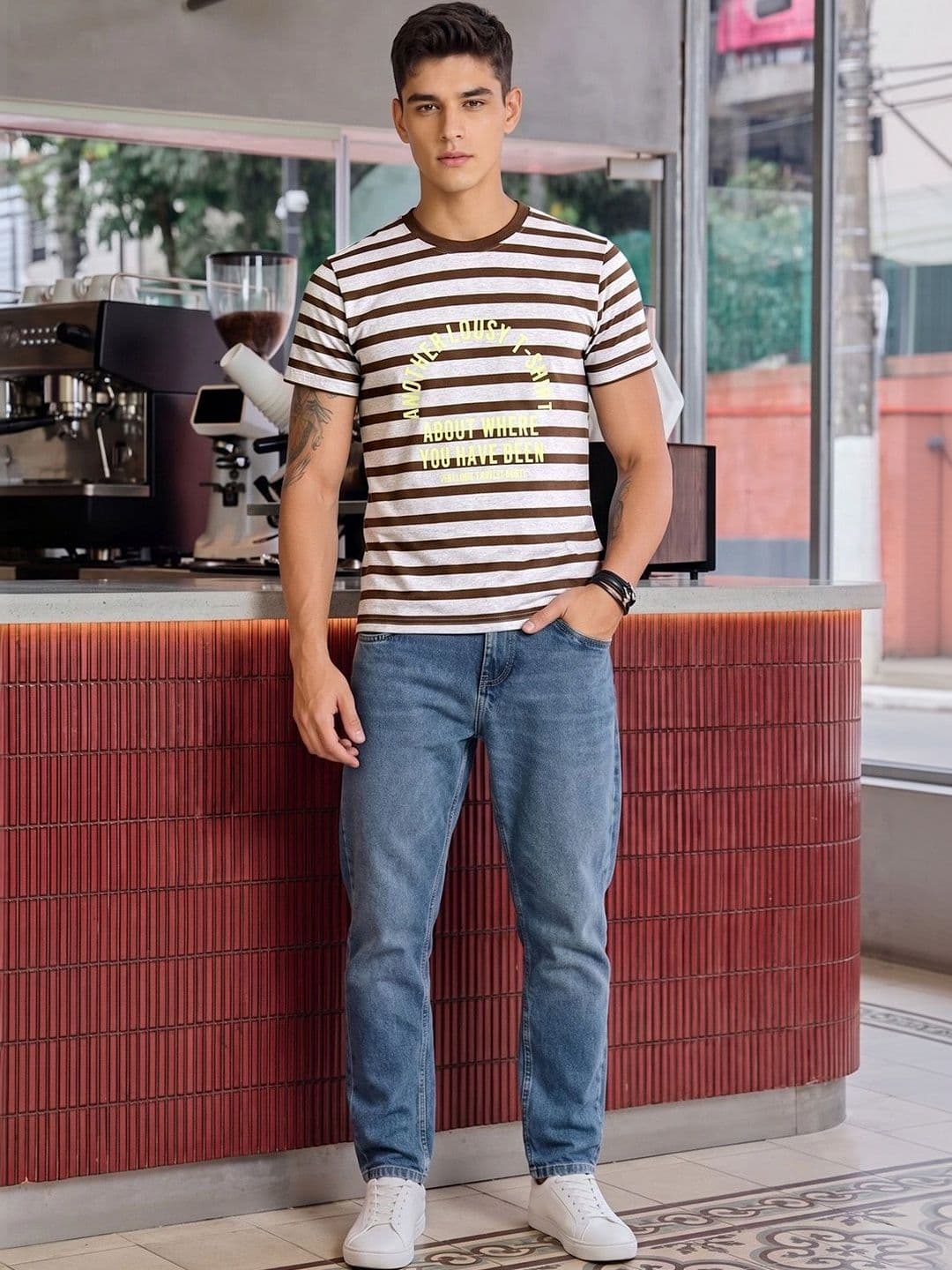 FTX Men Typography Striped T-shirt thumbnail 5