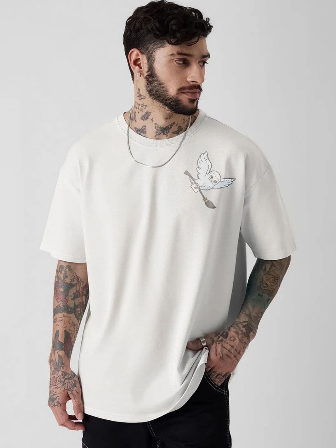 Moda rapido X TOGS & TERRE Men Printed Drop-Shoulder Sleeves Organic Cotton Blend T-shirt thumbnail 4