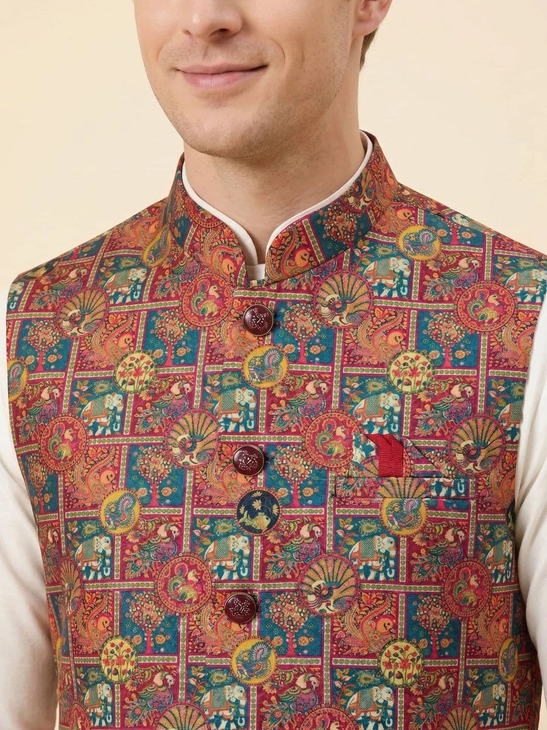 Safa Marwa Printed Nehru Jackets thumbnail 4