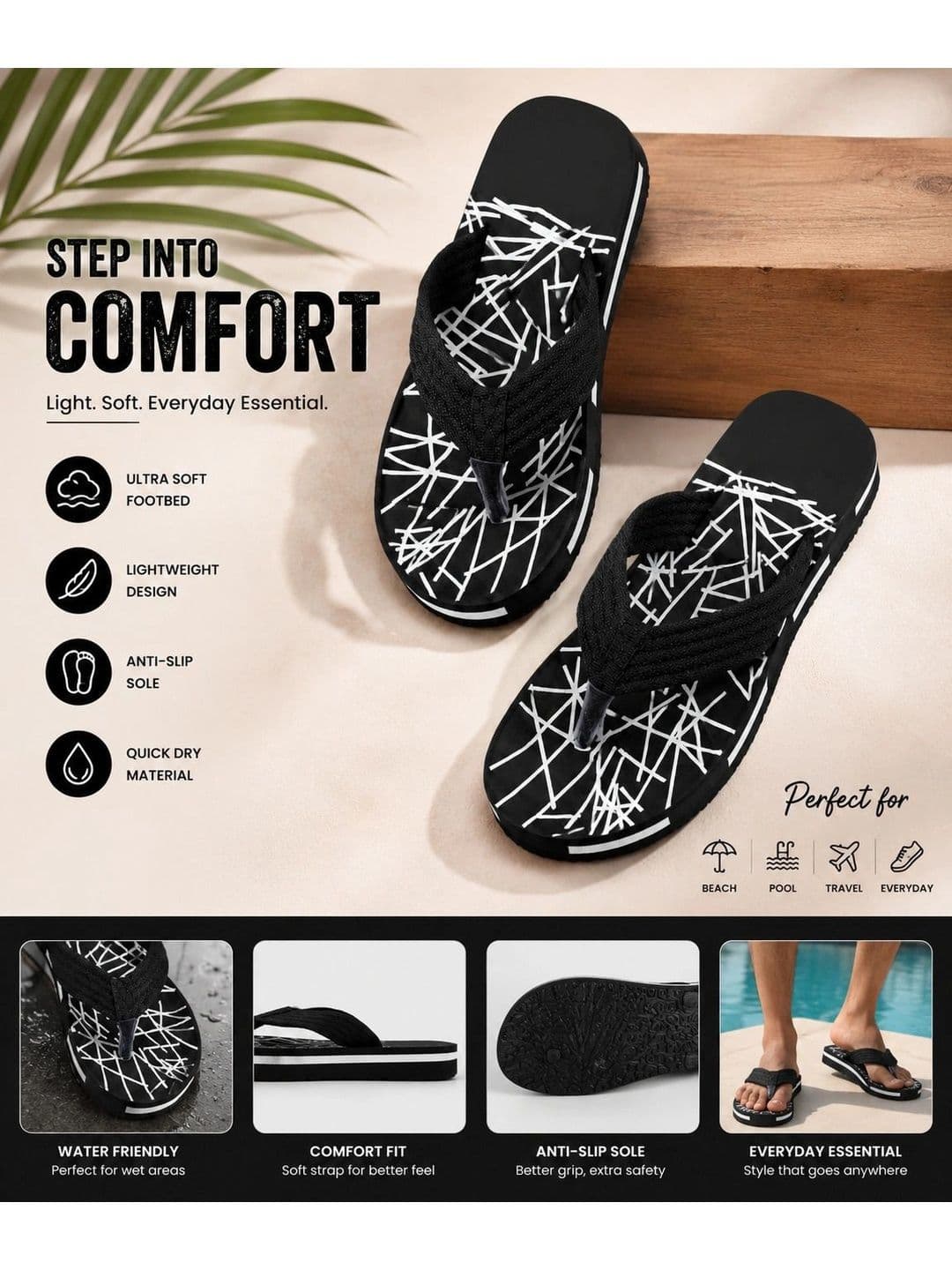 ENRIZZ Men Printed Thong Flip-Flops thumbnail 3