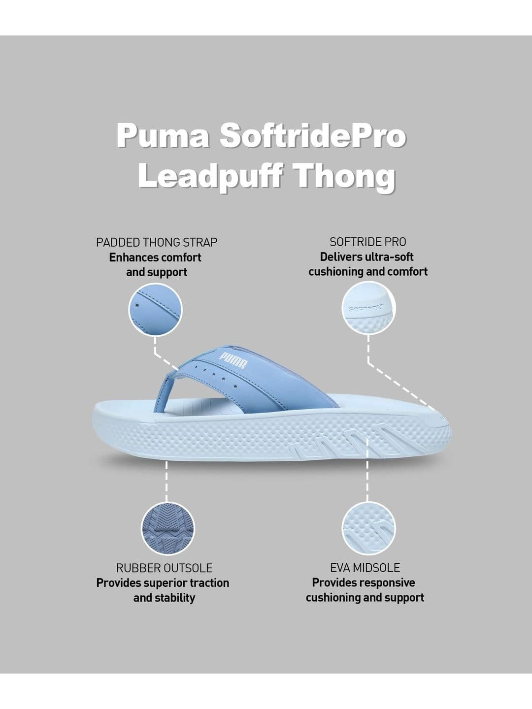 Puma SoftridePro Leadpuff Lightweight Beach Thong Flip-Flops thumbnail 2
