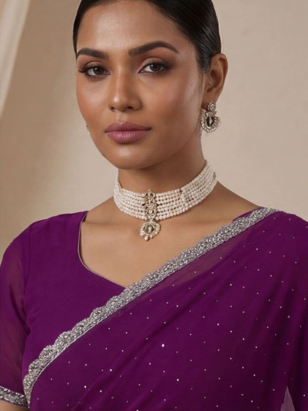 Anouk Rustic Embellished Beads and Stones Silk Blend Designer Saree thumbnail 4