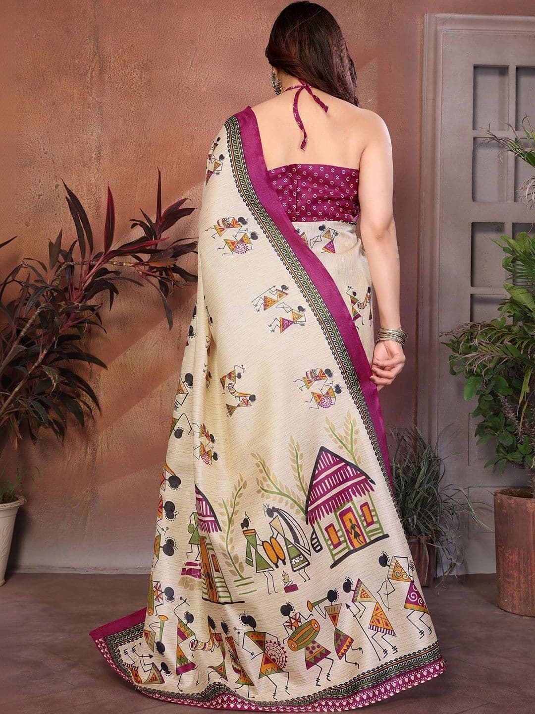 Lookmark Warli Art Silk Saree thumbnail 2