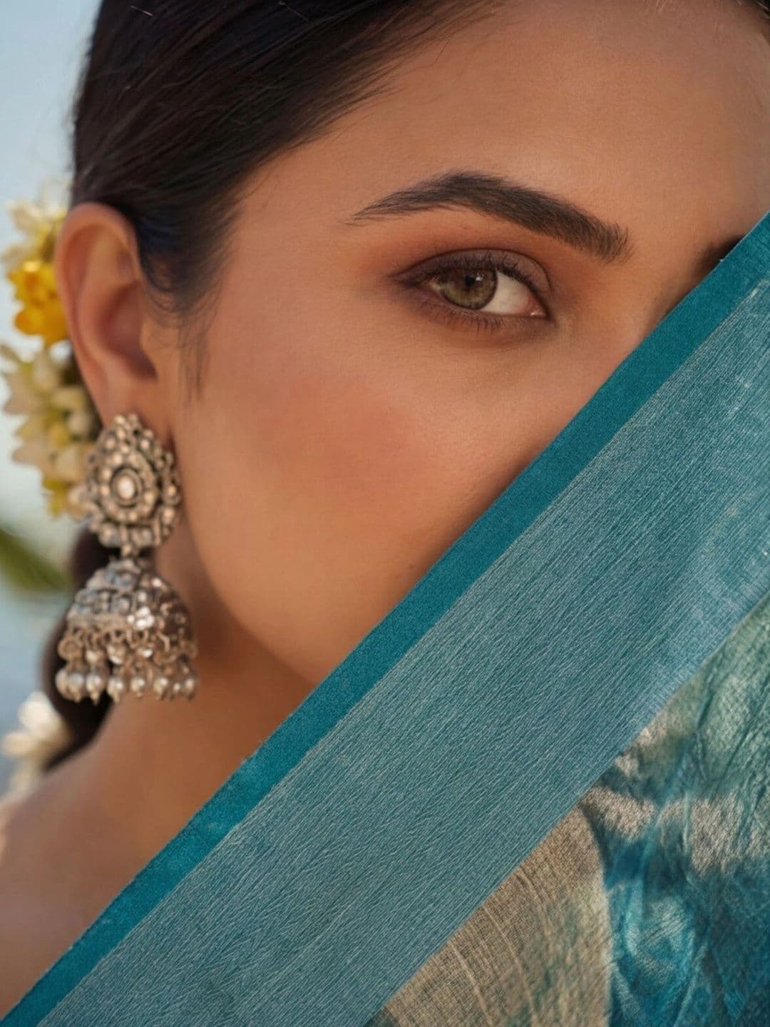 Anouk Rustic Zari Pure Linen Designer Khadi Saree thumbnail 3