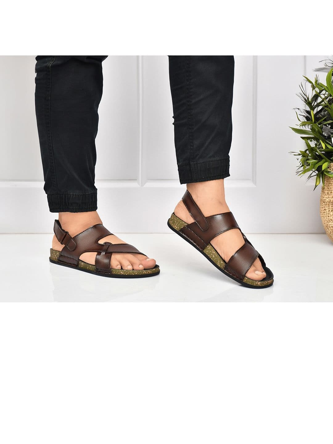 G L Trend Men Brown Casual comfortable Waterproof Leather Velcro Sandals - view 1