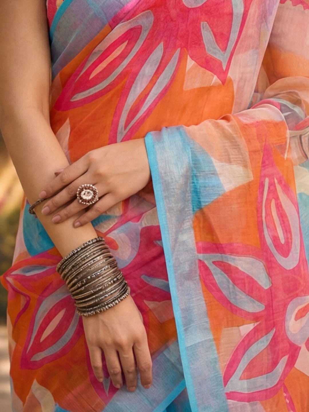Anouk Rustic Zari Pure Linen Designer Khadi Saree thumbnail 6