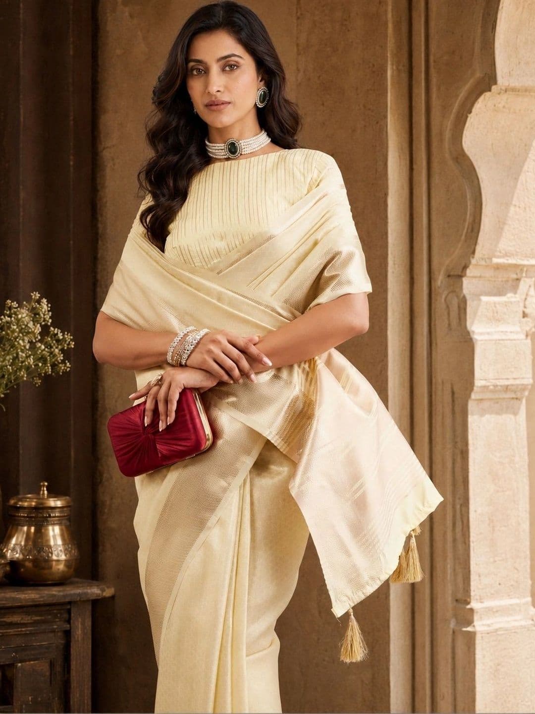 kasee Woven Design Zari Jute Silk Handloom Saree thumbnail 5