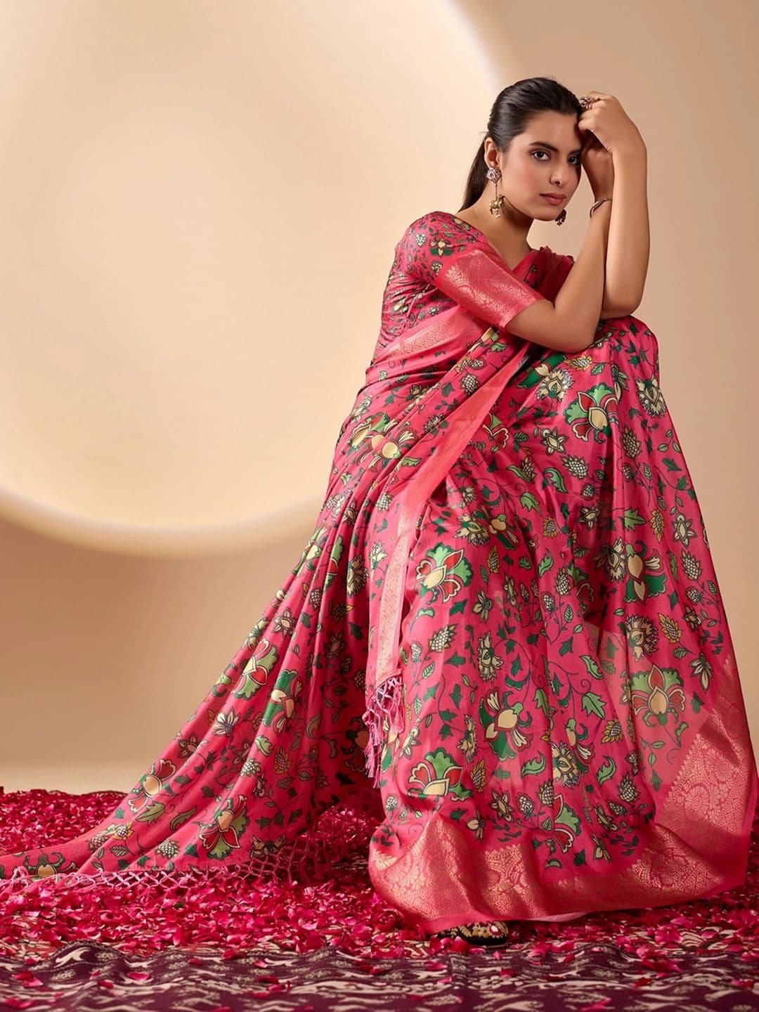 Moda Rapido Floral Zari Silk Blend Designer Saree thumbnail 7