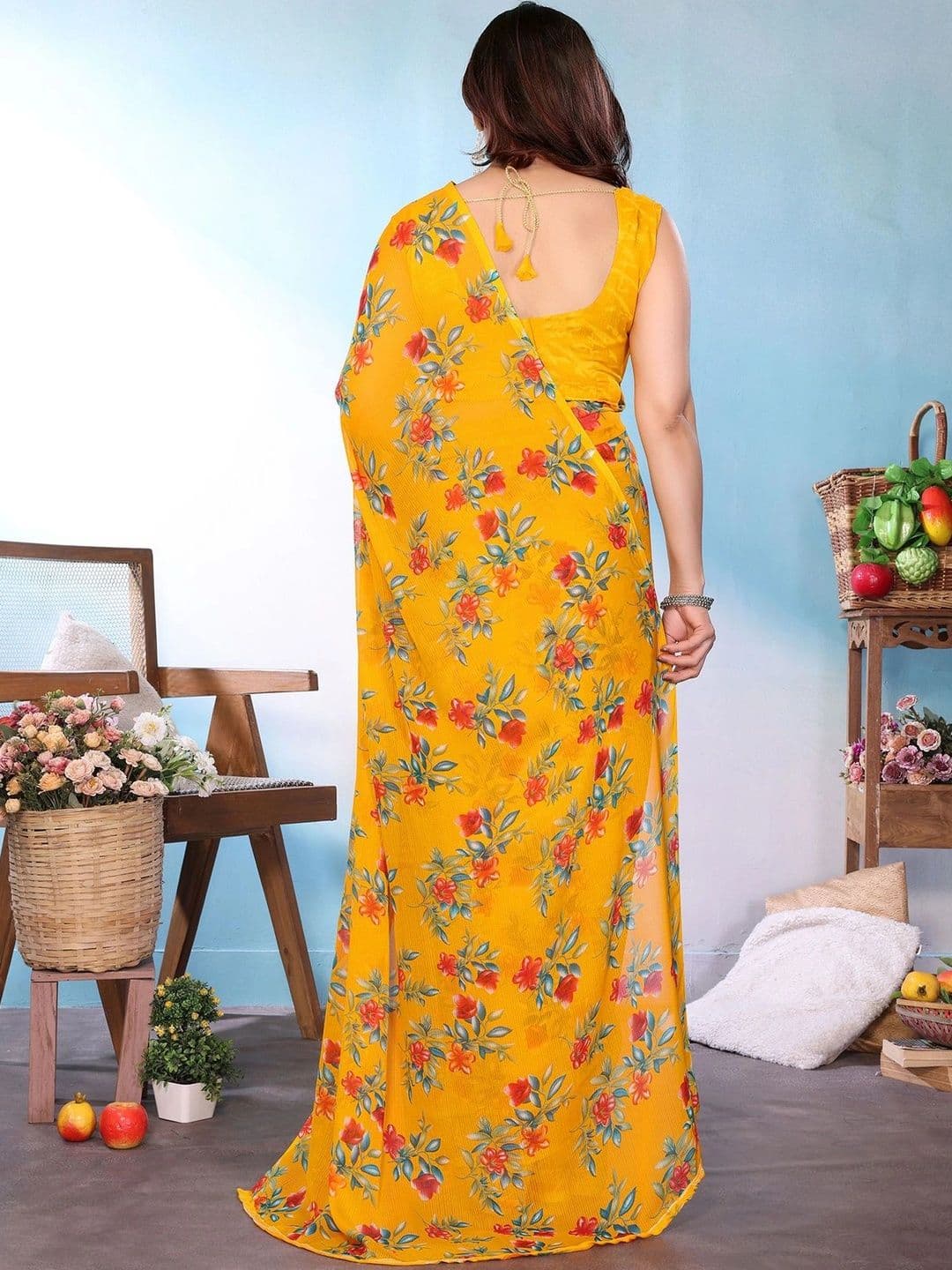 KALINI Floral Pure Georgette Saree thumbnail 5